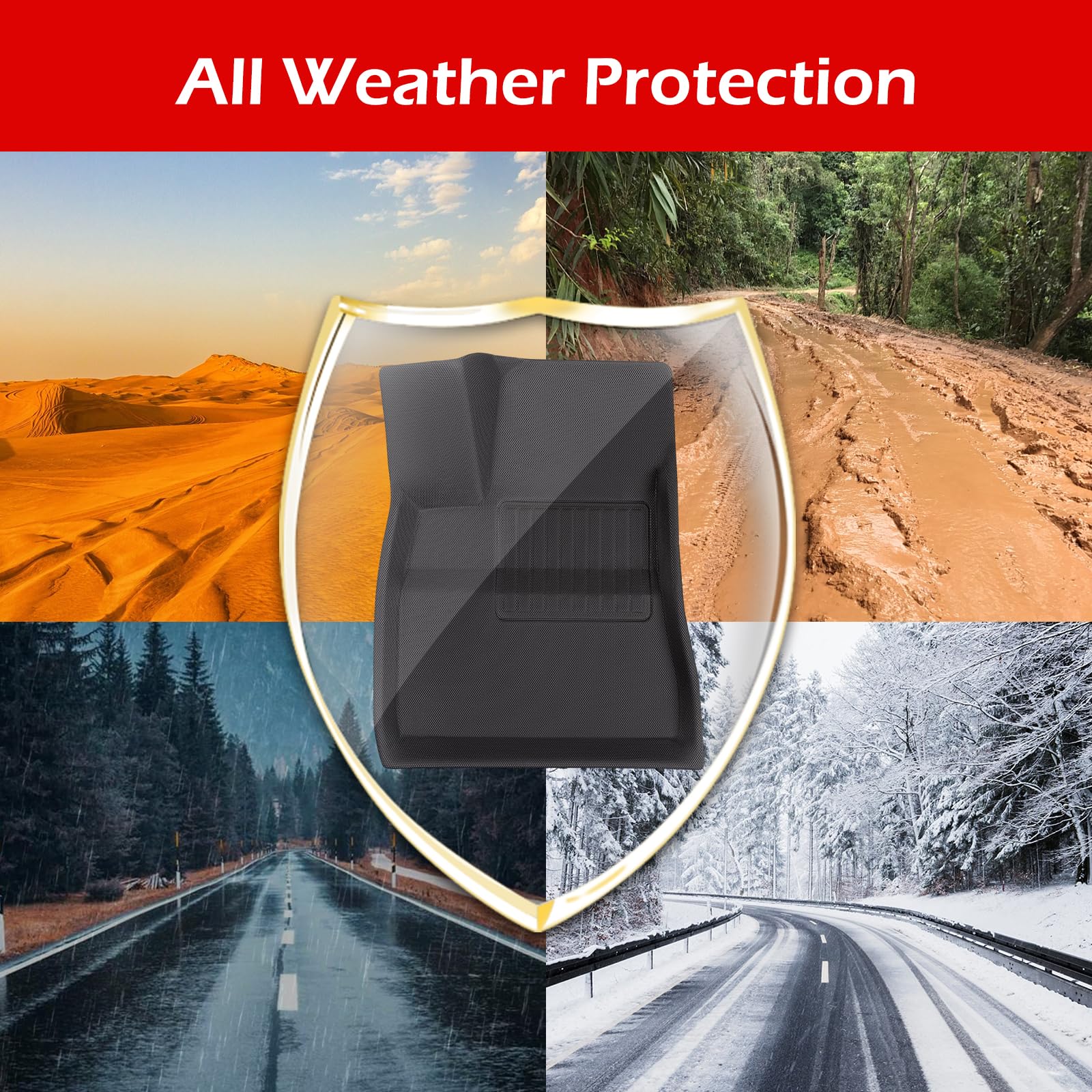 TAPTES All-Weather Floor Mats for Tesla Model 3 2024-2025 (Highland) - 8-Piece Set with Front/Rear Seat Covers, Cargo Liner & Kick Protectors | Waterproof Car Interior Accessories | Perfect for Daily Commute, Road Trips & Family Protection