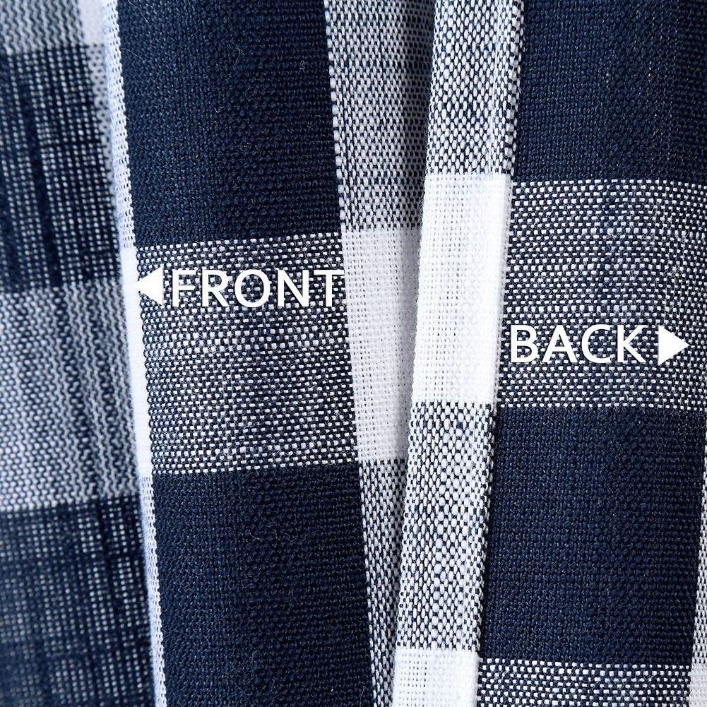 CAROMIO Navy Blue Buffalo Check Gingham Valance Curtains - 52x15 Inch Thick Yarn-Dyed Window Valances for Kitchen, Bathroom & Cafe - Rustic Farmhouse Style Home Decor for Cozy Windows