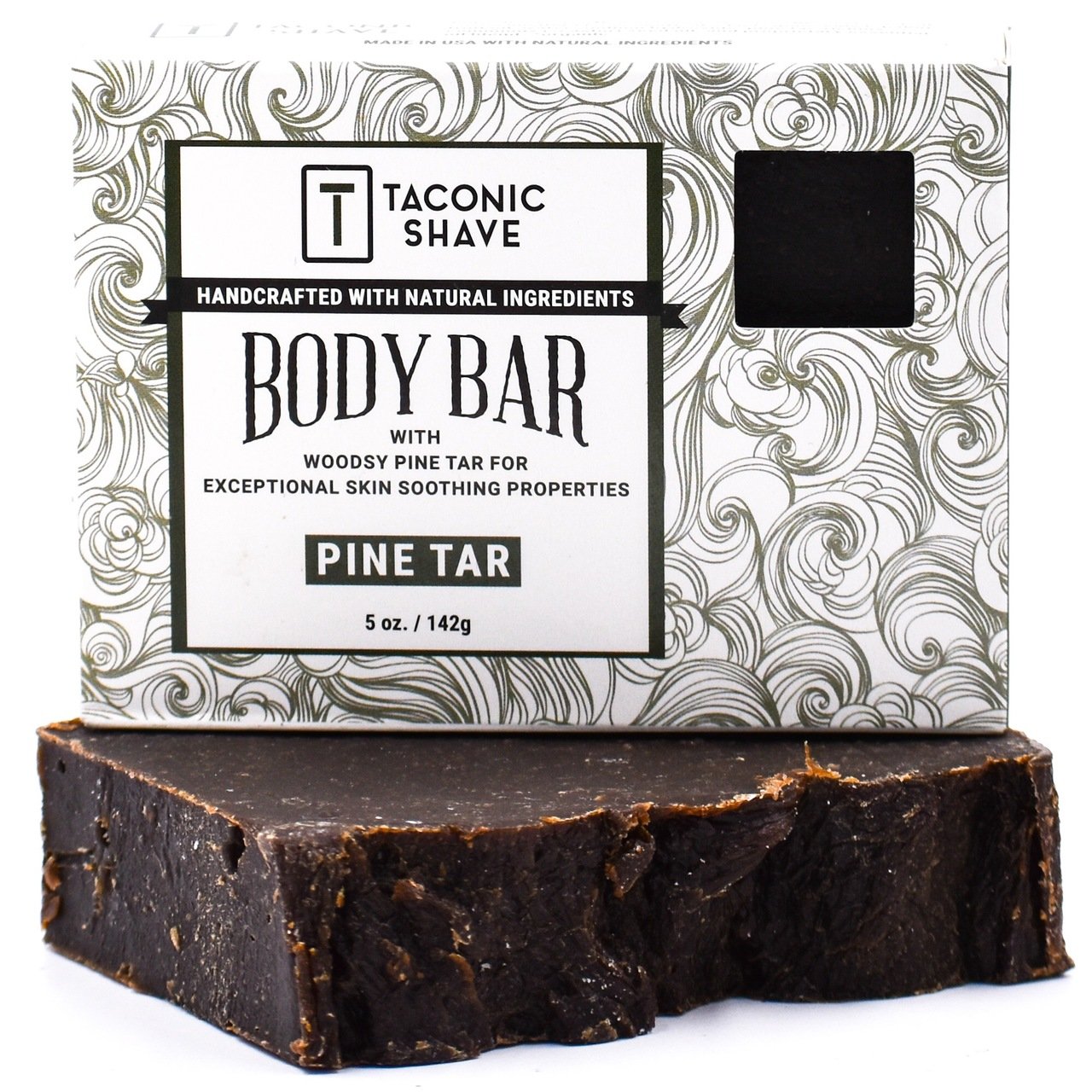 All-Natural Taconic Pine Tar Soap Bar 5 oz - Gentle Body Cleansing for Sensitive Skin & Eczema Relief - Perfect for Camping, Outdoor Activities & Daily Skincare Routine