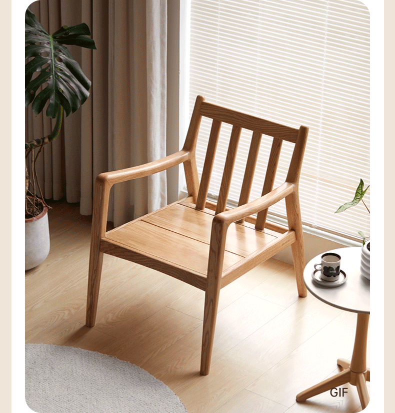 Modern Oak Solid Wood Cross-Legged Chair with Backrest - Perfect for Living Room, Dining Room, and Home Office Seating