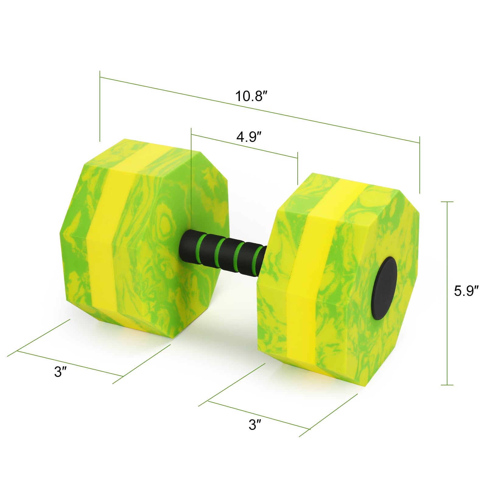 Camouflage Aquatic Dumbbells - Set of 2 Foam Water Aerobic Exercise Dumbbells for Pool Resistance Training, Aqua Fitness & Weight Loss | Perfect for Water Aerobics, Swimming Pool Workouts & Hydrotherapy