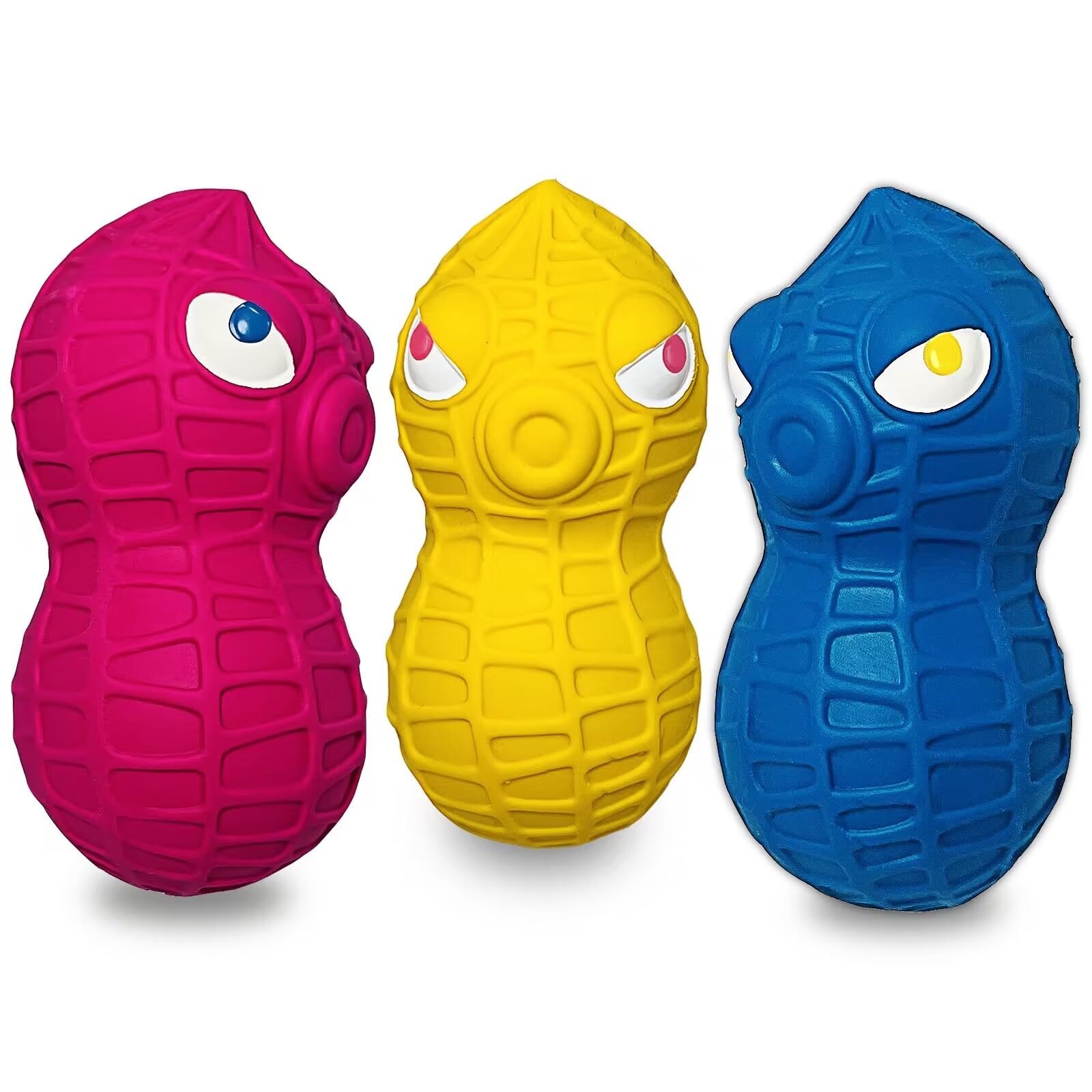 **Squeaky Dog Toys for Small Dogs - 3pcs Latex Peanut Chew Toys for Puppies & Mini Breeds - Fun Interactive Pet Toys for Indoor Play & Training**