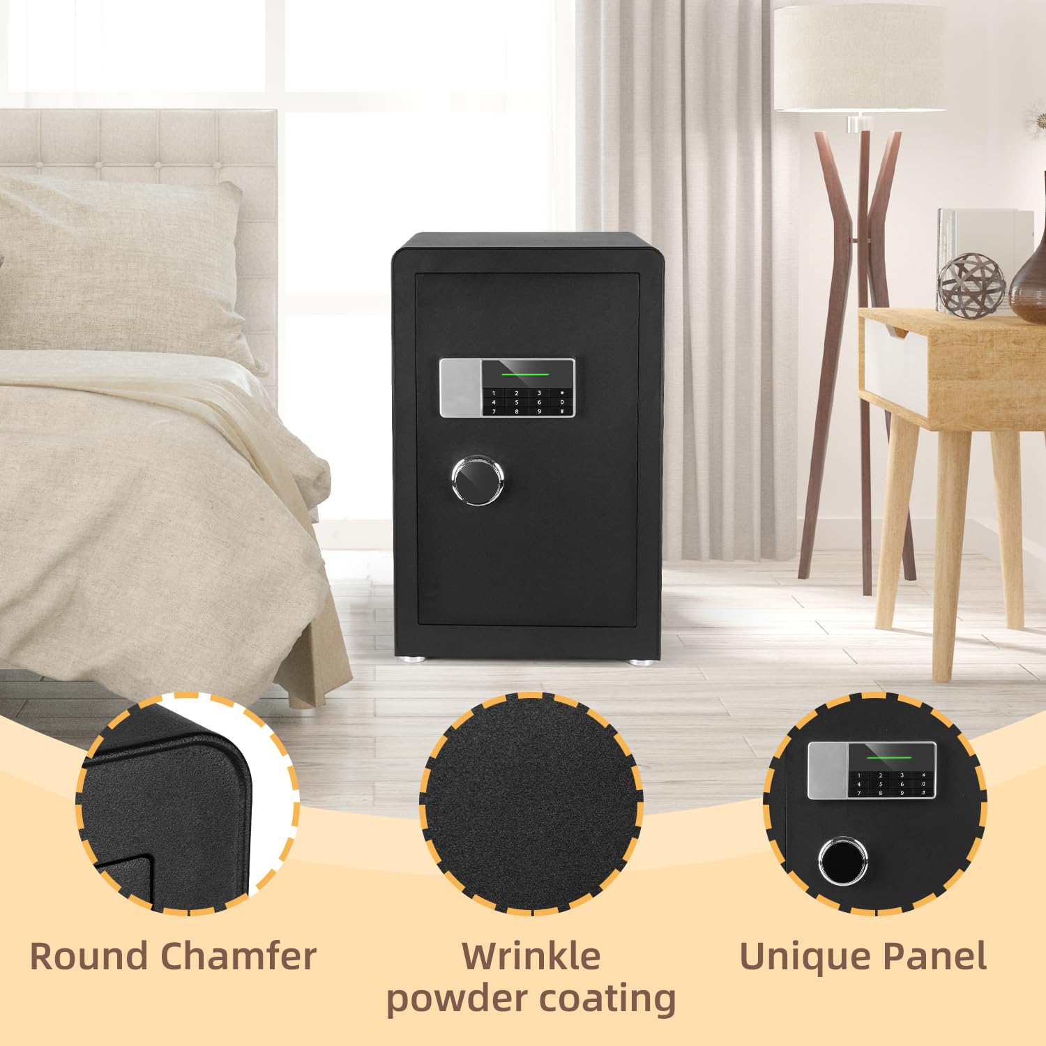 2.9 Cubic Feet Home Security Safe Box with Electronic Digital Keypad - Dual Alarm System, LED Light & Adjustable Shelves - Fireproof Safe for Money, Jewelry, Documents - Ideal for Home, Office & Hotel Use