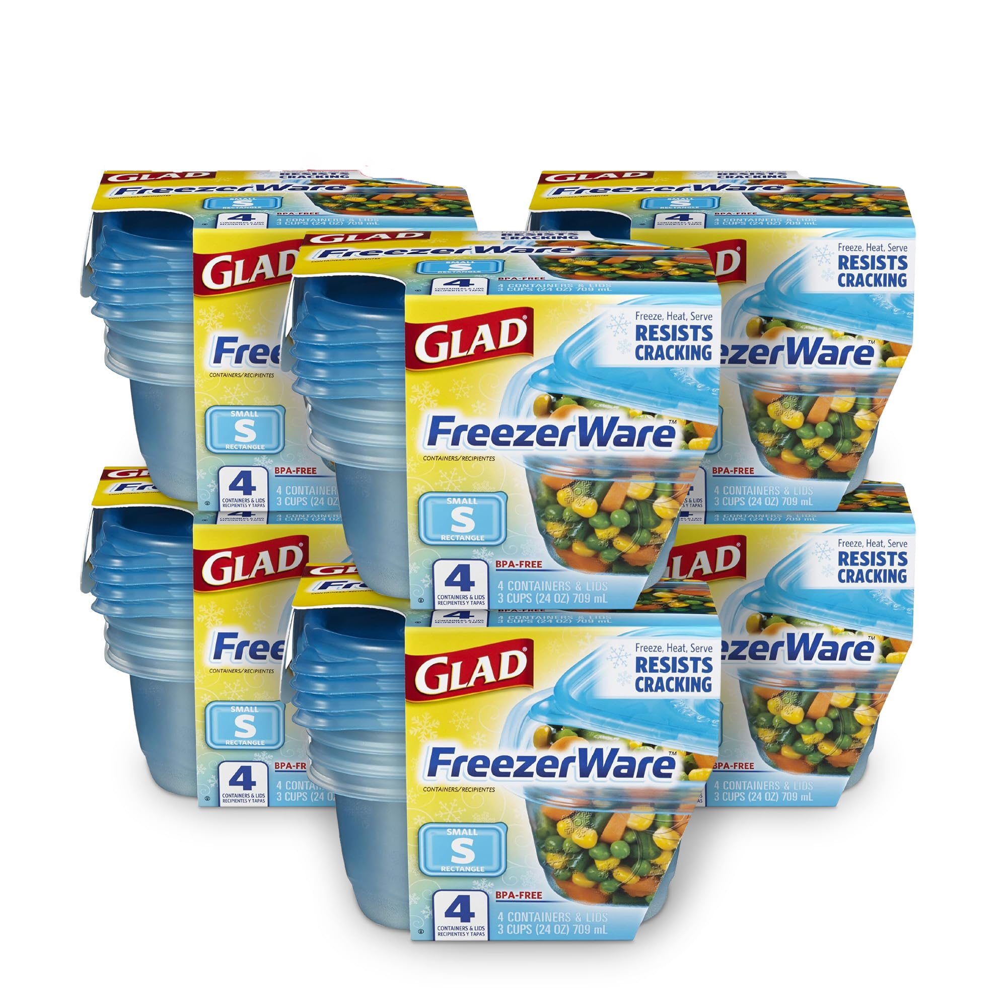 Gladware Freezer-Safe Food Storage Containers, 24-Piece Set (6 Count x 4 oz Small Rectangle) | BPA-Free Meal Prep Containers for Freezing & Freshness Preservation | Perfect for Meal Prep, Leftovers & Bulk Food Storage