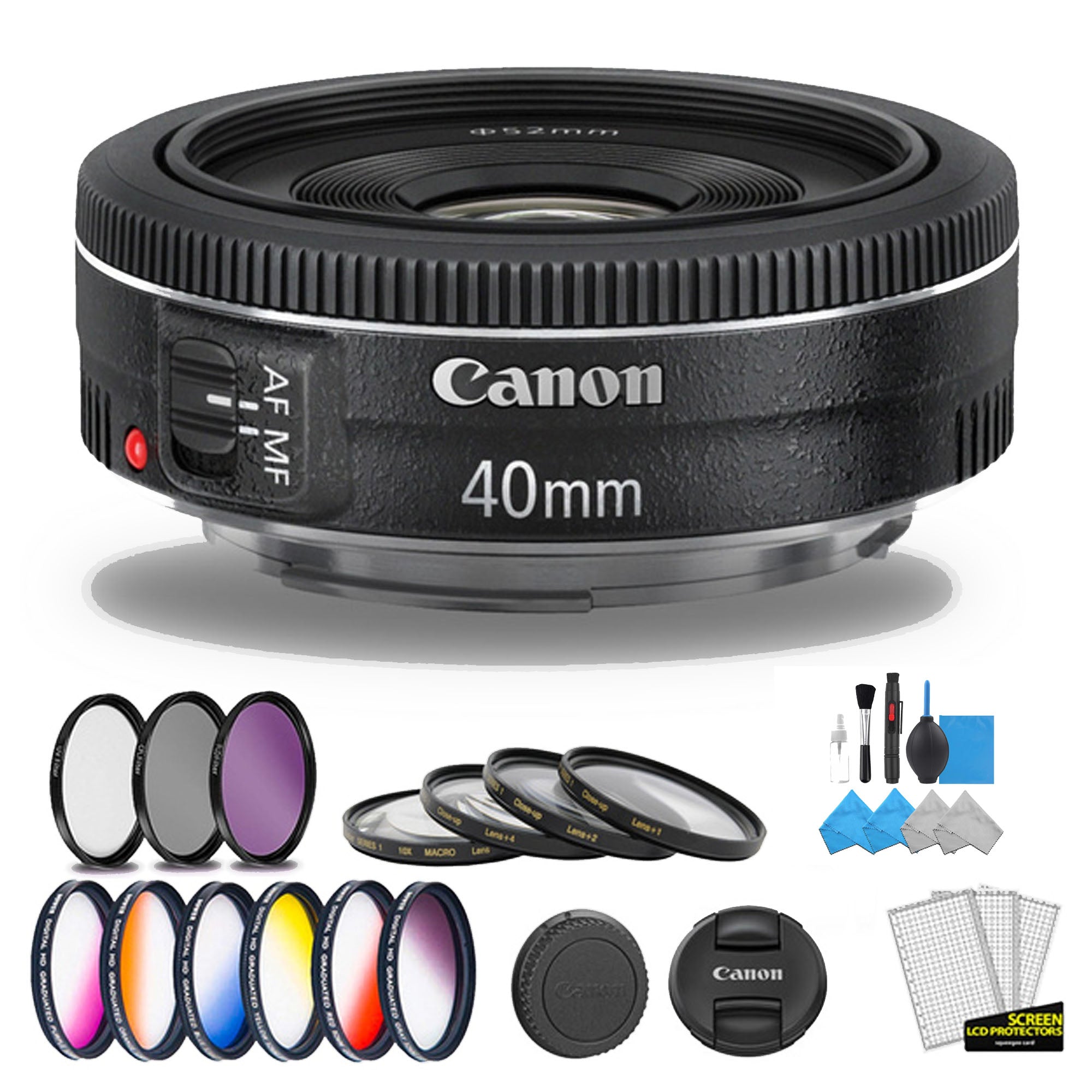 Canon EF 40mm f/2.8 STM Lens with Color Filter Kit - Perfect for Portrait, Street & Travel Photography