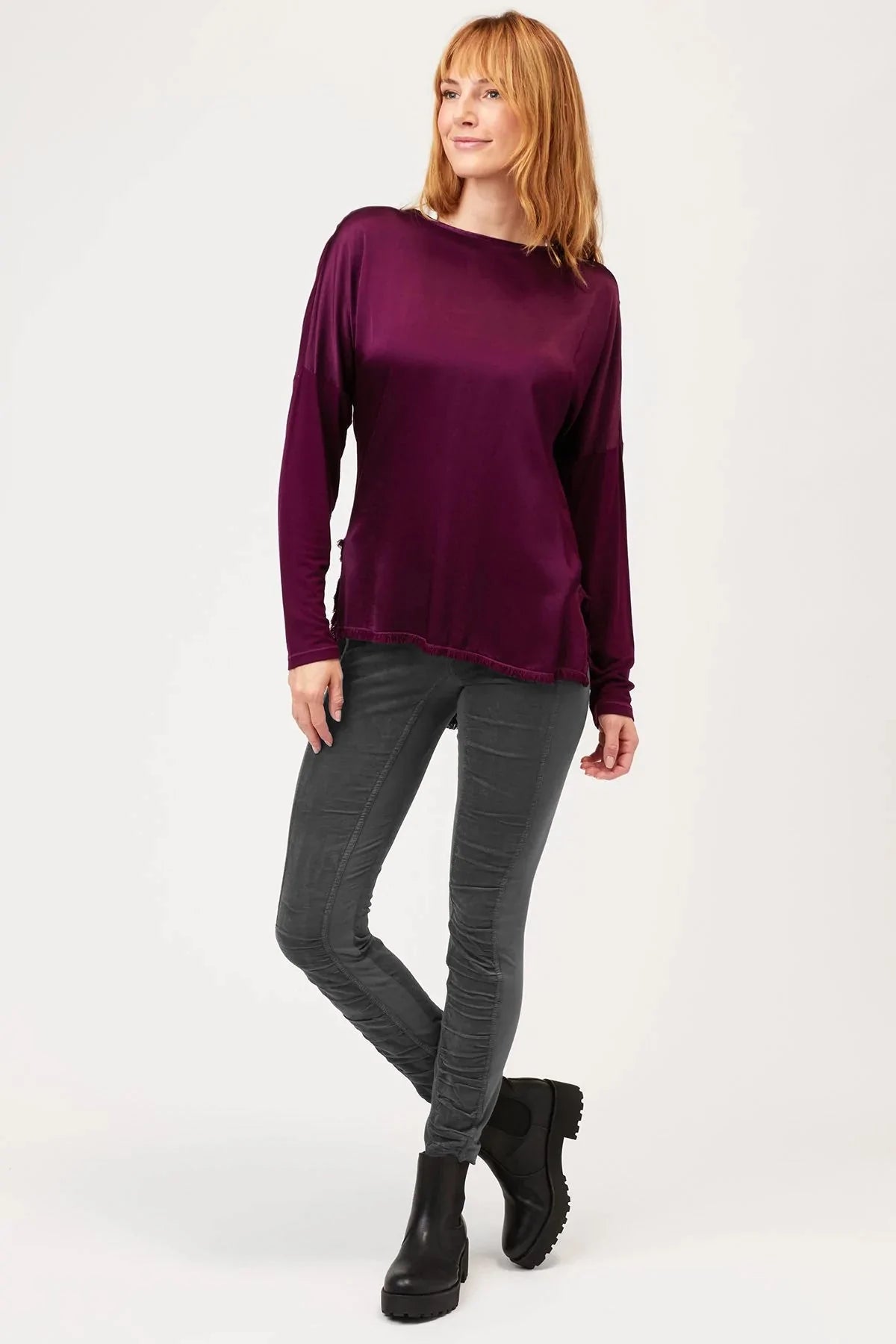 Corduroy Oslo Leggings for Women - Soft Stretch High Waist Comfortable Pants in Charcoal - Perfect for Yoga, Workout, and Casual Wear