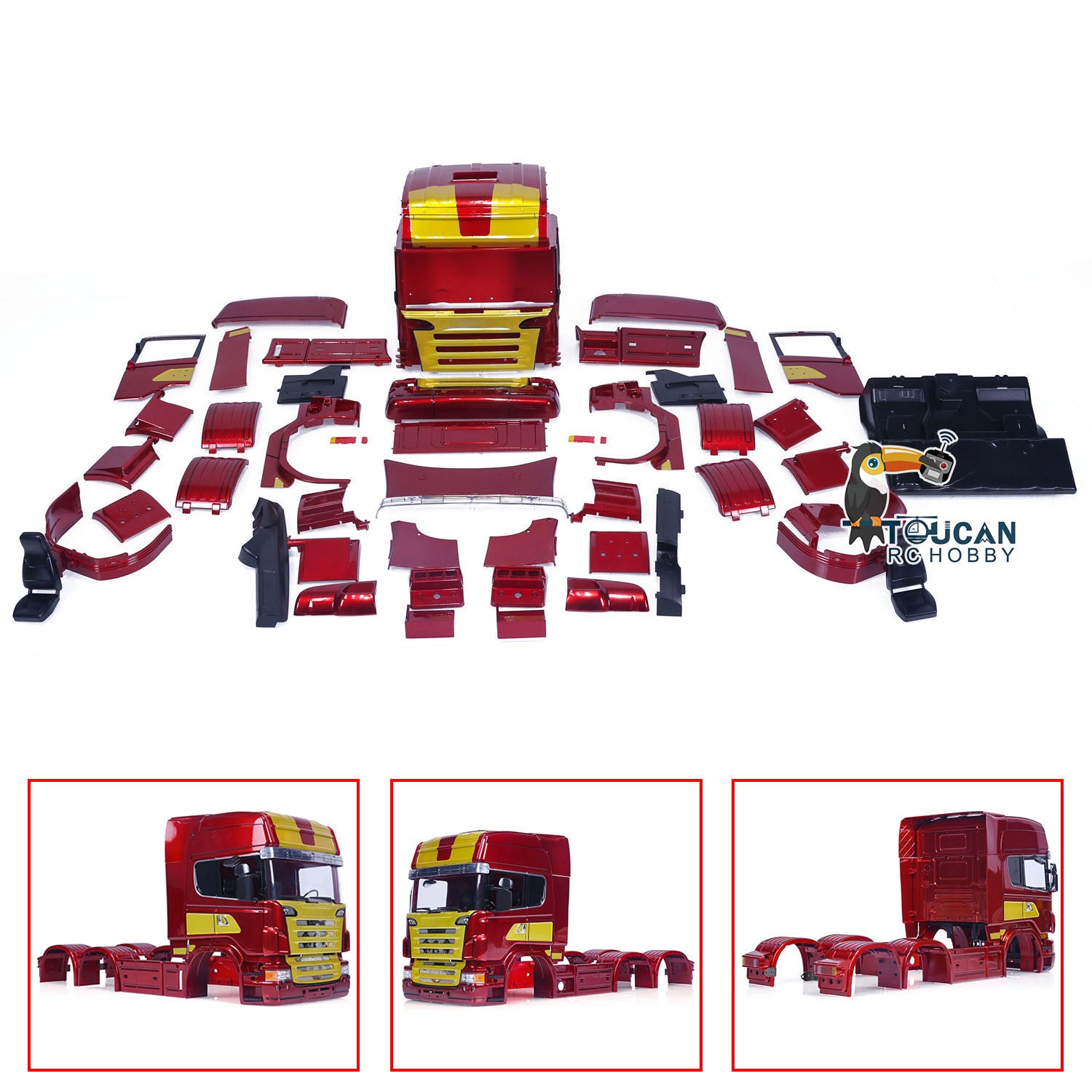 High Roof Cabin RC Car Body Shell for 1/14 Scale 6x6 & 6x4 Remote Control Tractor Trucks - DIY Construction Vehicle Model - Perfect for Hobbyists, RC Enthusiasts & Construction Vehicle Collectors