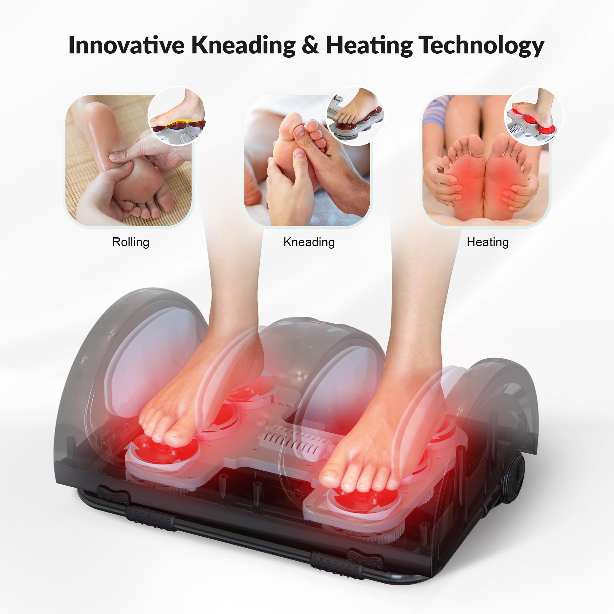 Snailax Shiatsu Foot and Calf Massager with Heat Therapy - Electric Massage Machine for Plantar Fasciitis, Neuropathy Pain Relief, Improves Blood Circulation - Remote Control for Home and Office Use