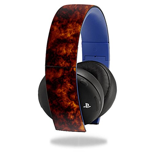 MightySkins Decorative Vinyl Skin Sticker for Sony PS4 Gold Wireless Headset (Original Model Only) - Durable Protective Cover with Firestorm Design - Perfect for Gaming, Streaming & Personalization