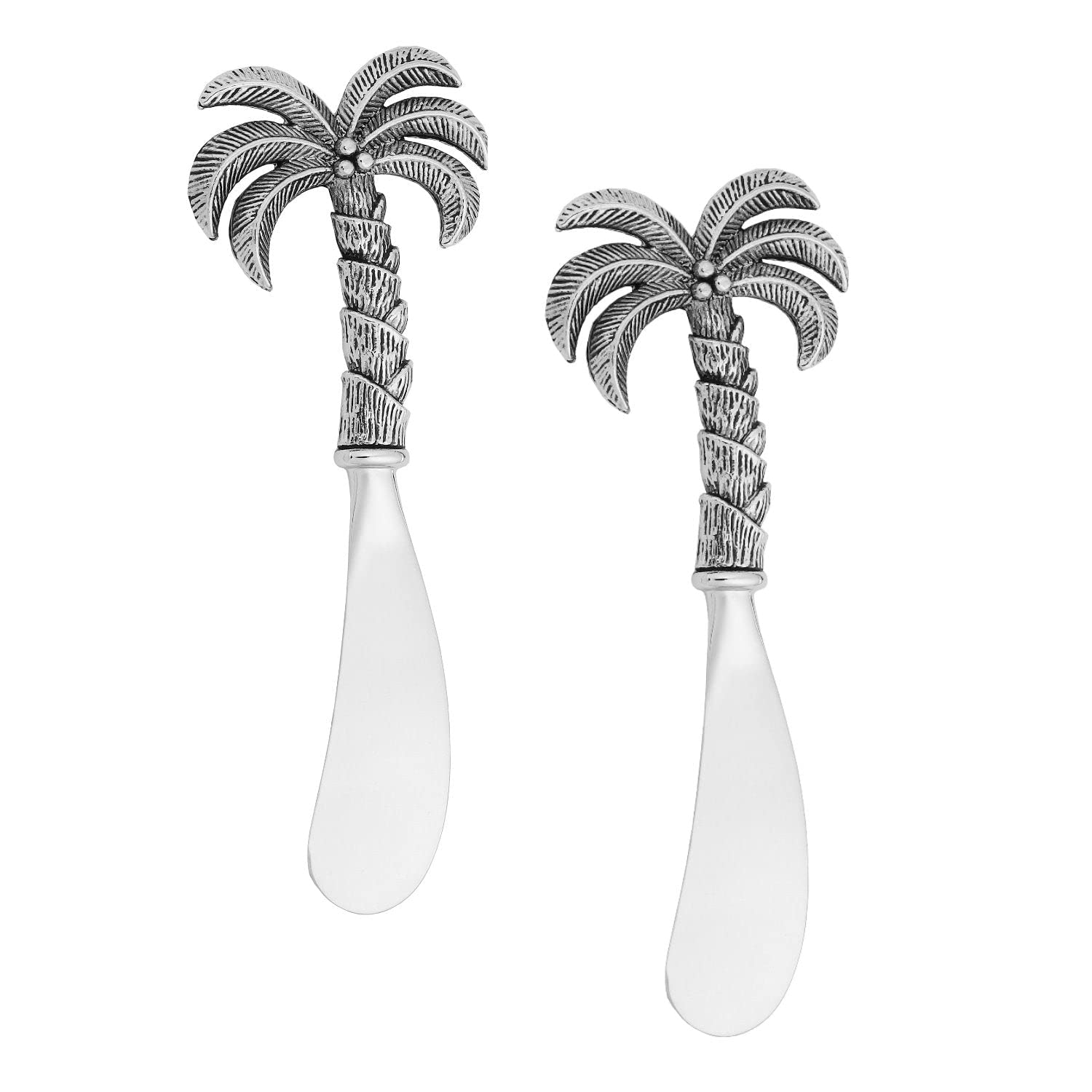 2-Piece Zinc Alloy Cheese and Butter Spreader Knife Set with Palm Tree Design - Perfect for Cheese Boards, Charcuterie Platters and Dinner Parties