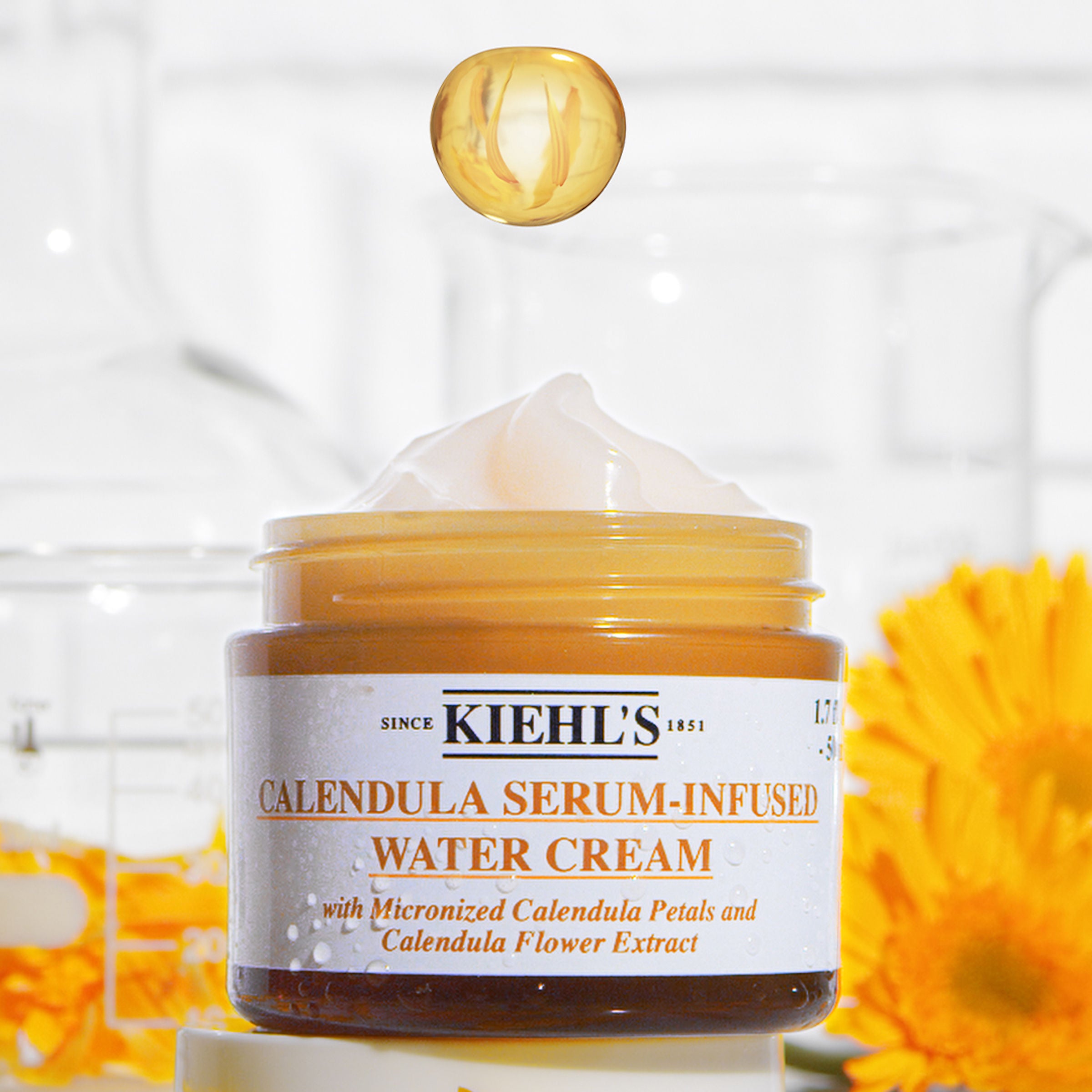 Calendula Serum Infused Water Cream - Hydrating Face Moisturizer for Dry & Sensitive Skin | Day & Night Use for Glowing Complexion | Perfect for Skincare Routine & Travel