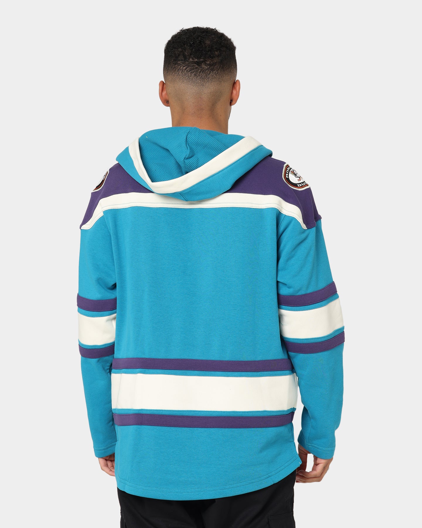 47 Brand Anaheim Ducks Lacer Hoodie - Purple & Sharks Teal - Men's NHL Hockey Pullover Sweatshirt for Game Day & Casual Wear