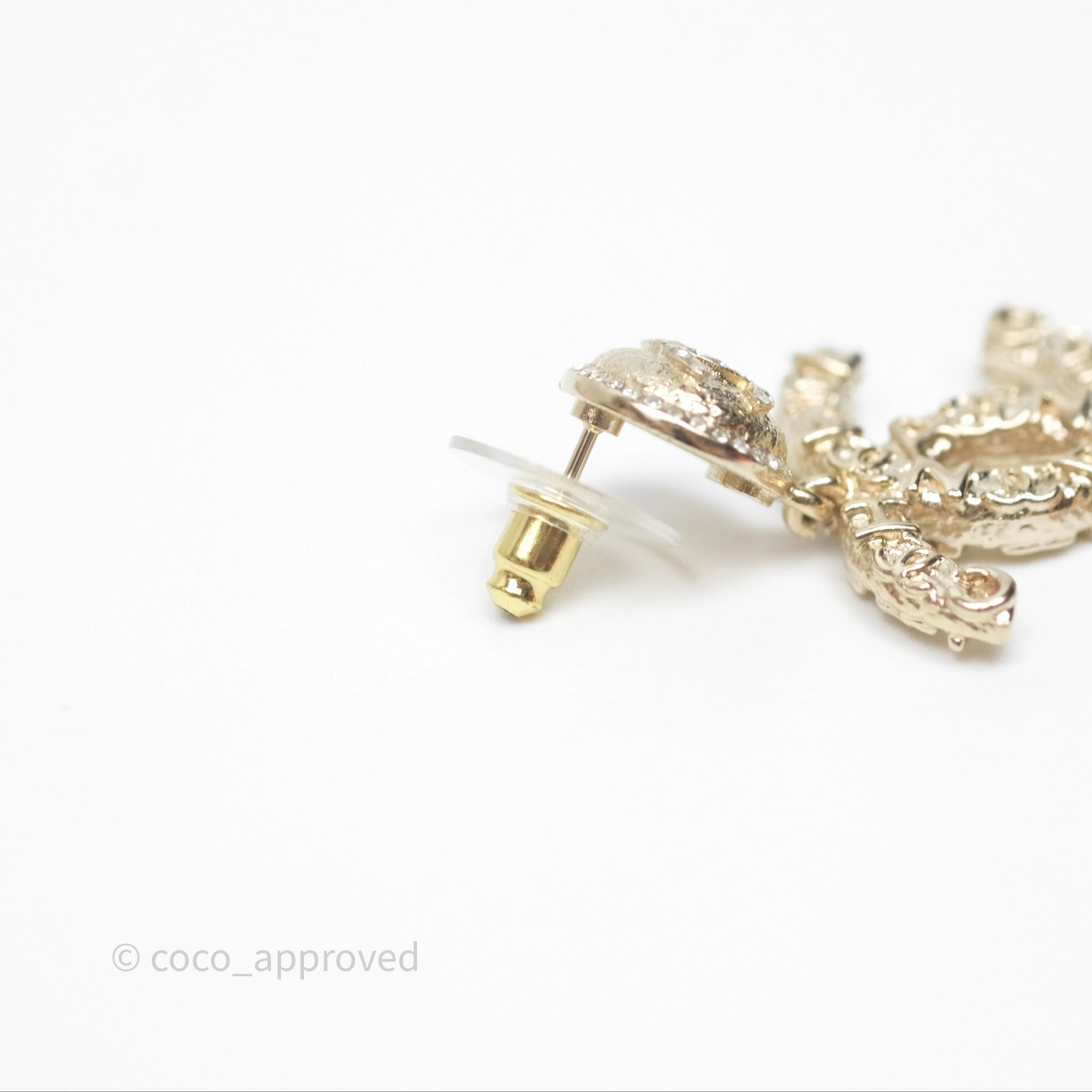 Chanel CC Crystal Drop Earrings - Gold Tone 21P Fashion Jewelry for Women | Elegant Party & Wedding Accessories
