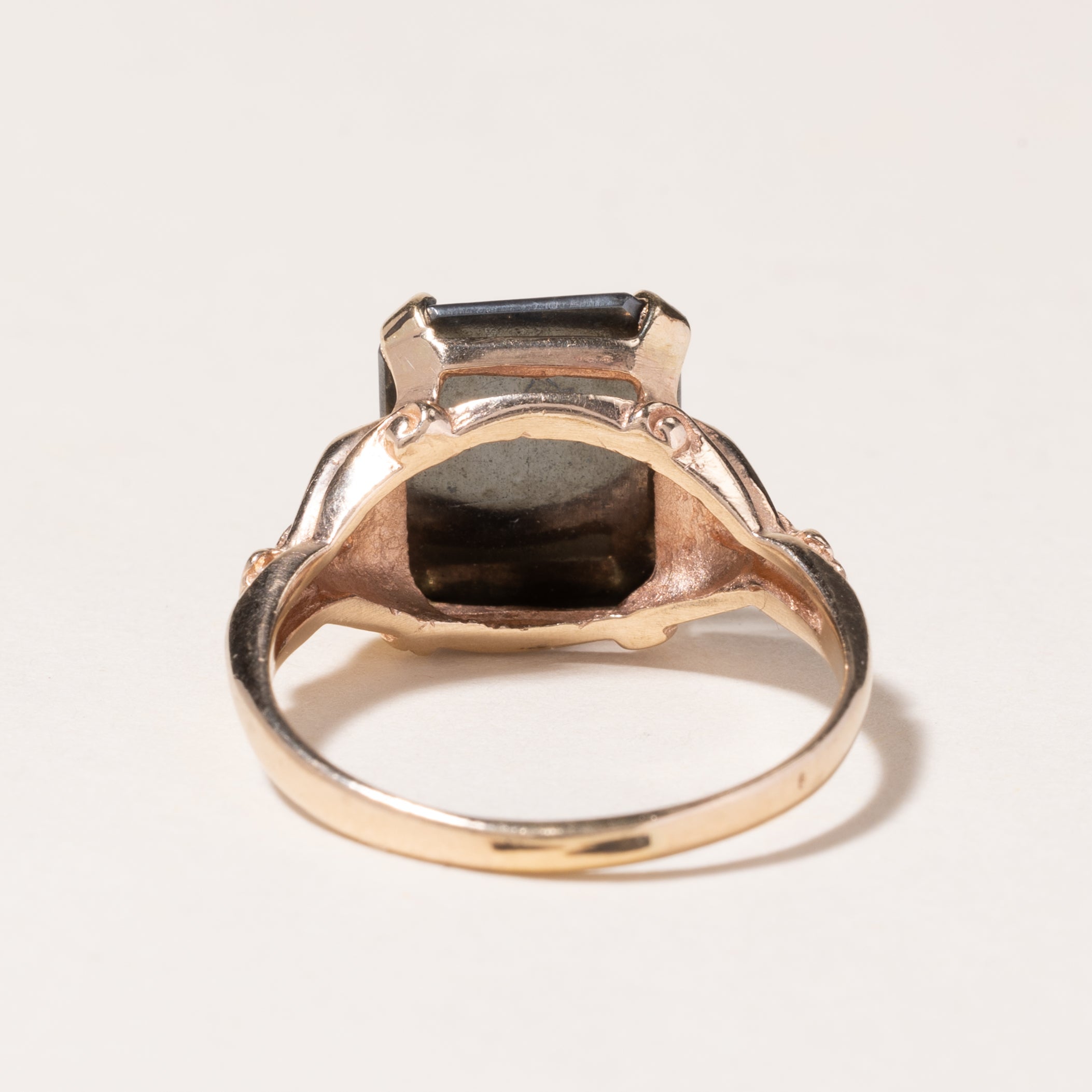 10K Yellow Gold Hematite Ring for Women | 3.39ct Genuine Hematite Stone | Size 7.75 | Elegant Jewelry Gift for Anniversary, Birthday & Special Occasions