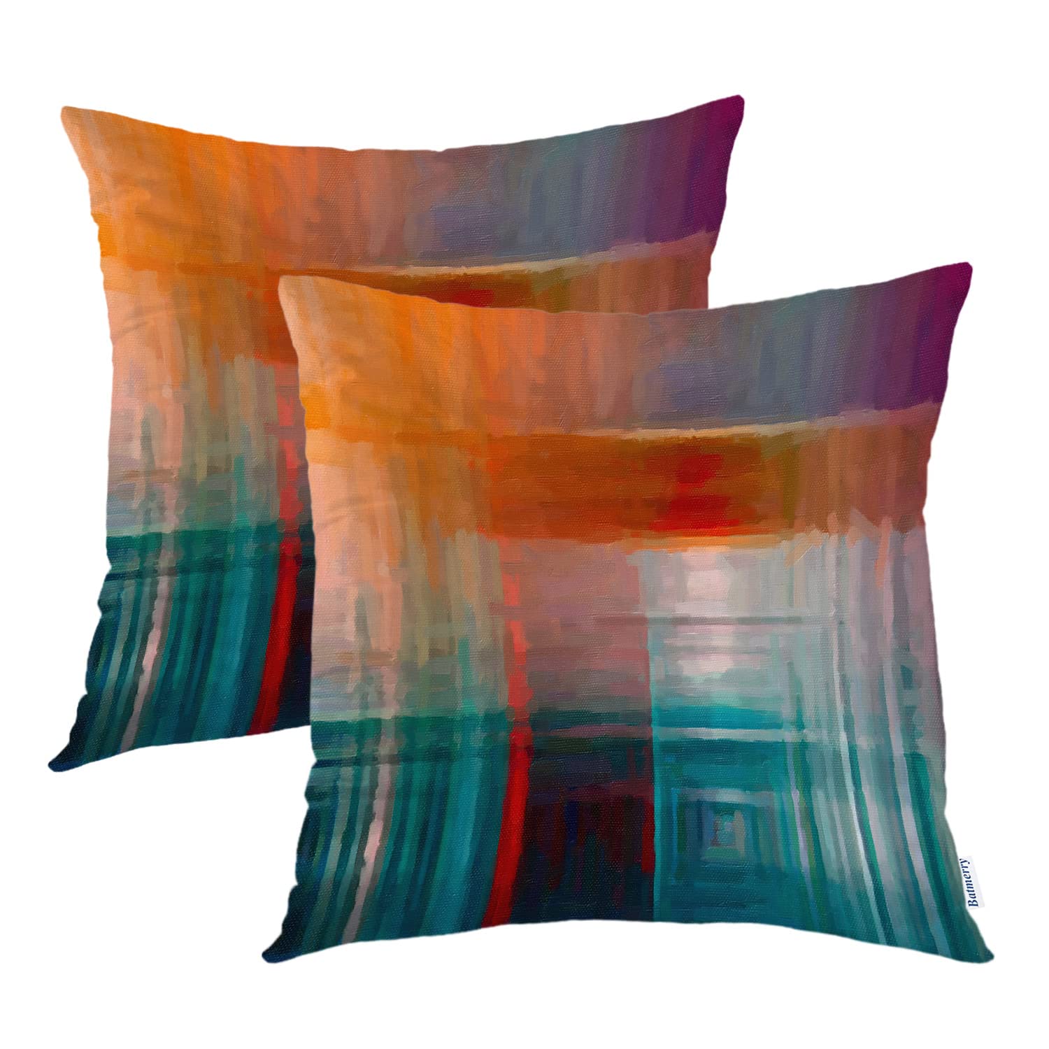 Batmerry 18x18 Inch Decorative Pillow Covers Set of 2 - Vibrant Abstract Oil Painting Design, Double Sided Square Throw Pillows for Sofa, Bed & Living Room Decor