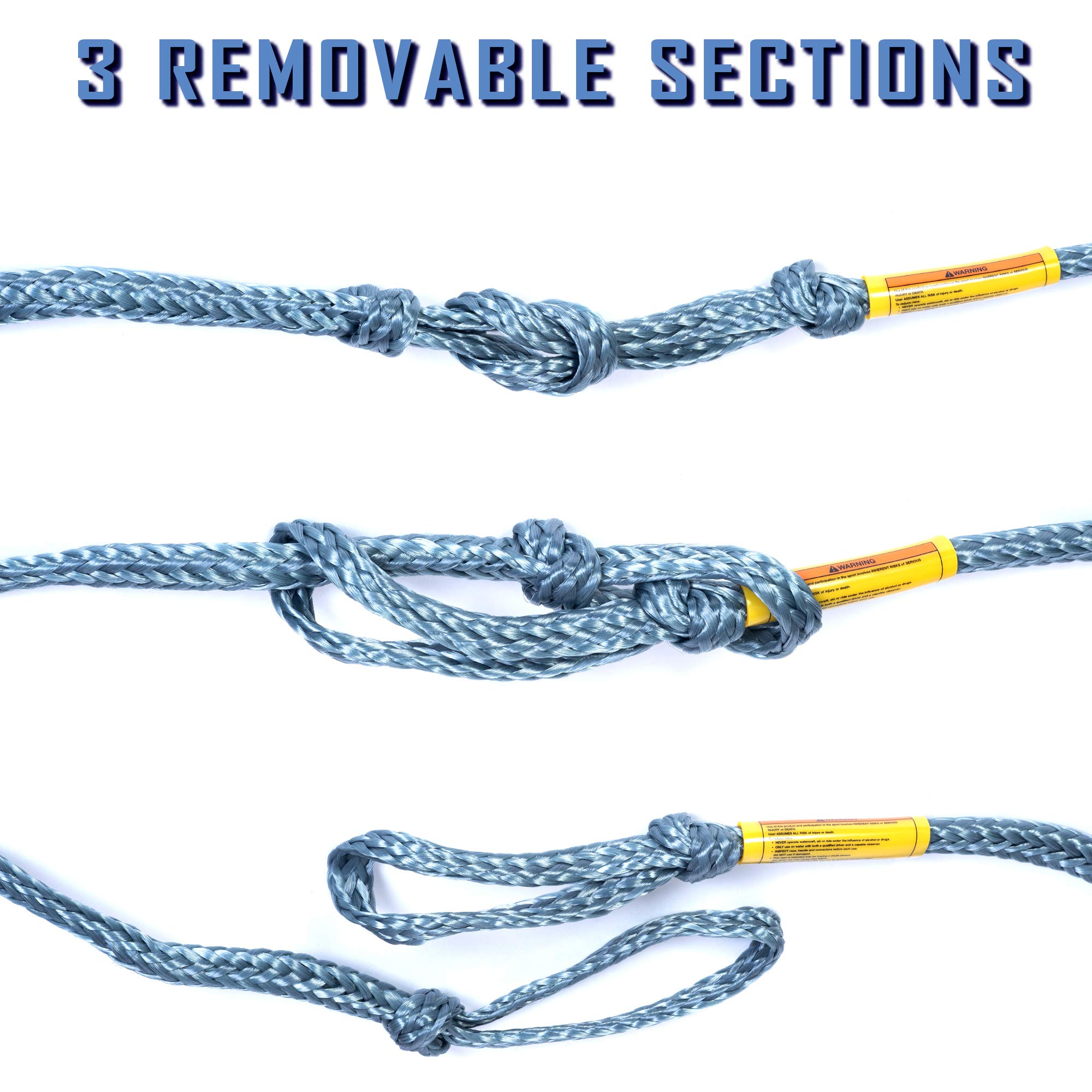 Premium Pro Wakesurf Rope - 24 Feet 3-Section 3/4