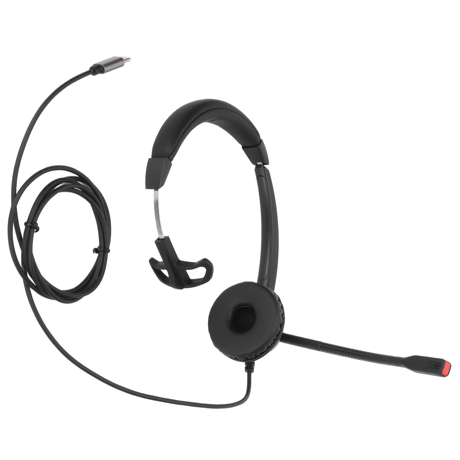 Kadimendium Call Center Headset with Noise Cancelling - Black H390-TYPEC Ergonomic Monaural Headset for Telemarketing, Plug and Play USB Type-C - Perfect for Office, Customer Service & Remote Work