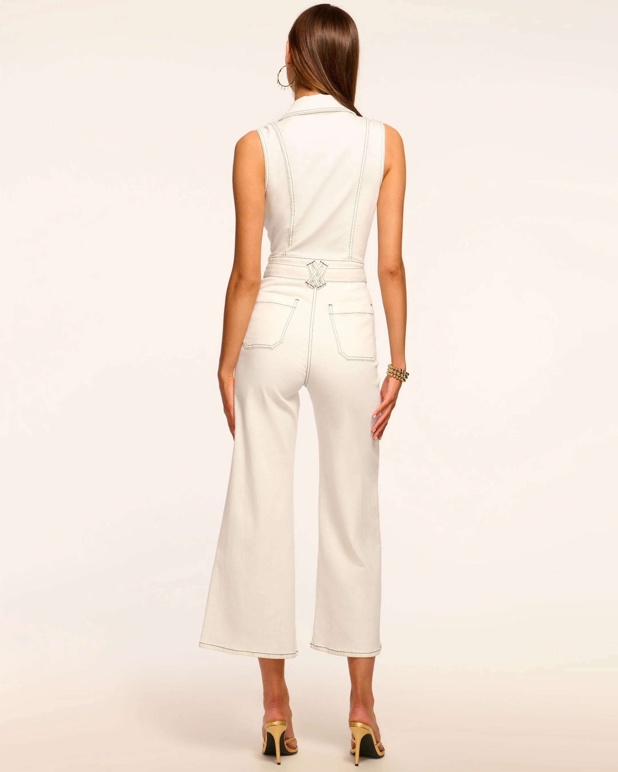 Bell Contrast Stitch Jumpsuit for Women - White Stitched Elegant Romper | Perfect for Casual Outings, Summer Vacations & Date Nights