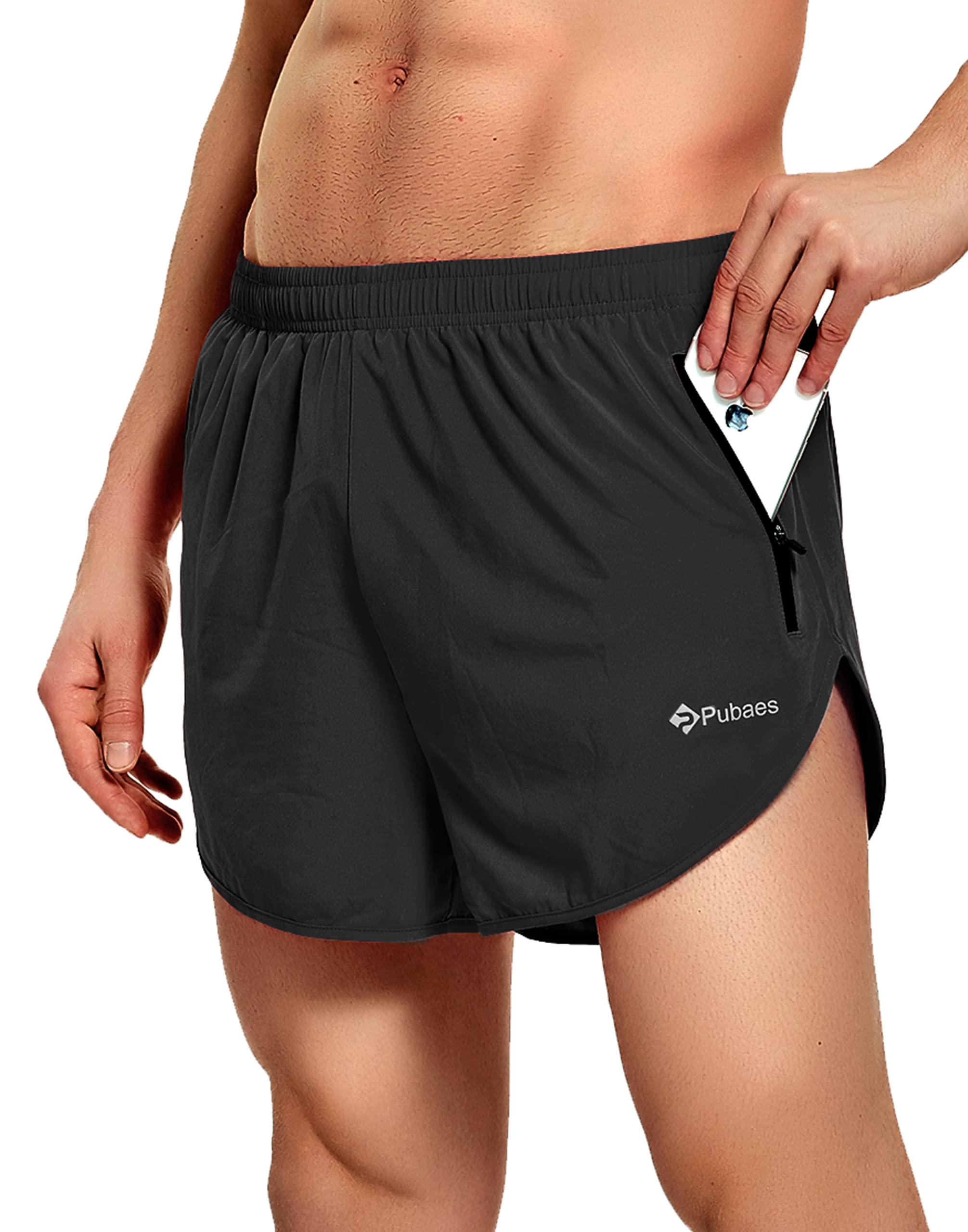 Pubaes Men's 3 Inch Running Shorts - Quick Dry Gym Workout Athletic Shorts with Liner & Zipper Pockets - Perfect for Jogging, Training & Outdoor Sports