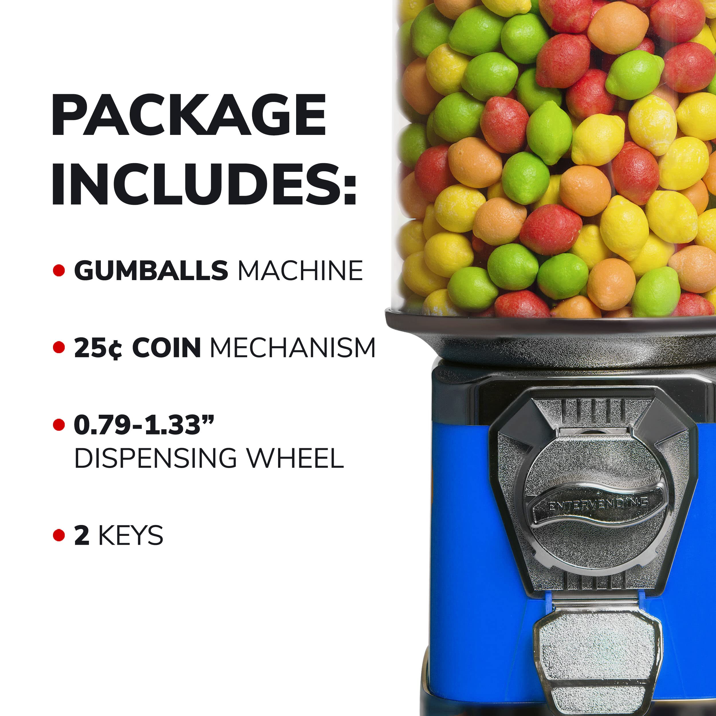 Blue Gumball Machine for Kids - Coin Operated Bubble Gum Vending Machine with Cylinder Globe - Fun Home & Party Candy Dispenser - Perfect for Birthday Parties, Classroom Rewards & Office Snacks