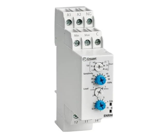 Liquid Level Control Relay 240VAC/24VAC-DC 8A SPDT with Time Delay - 2 Level Sensor Switch for Water Tanks, Pumps, and Industrial Automation Systems