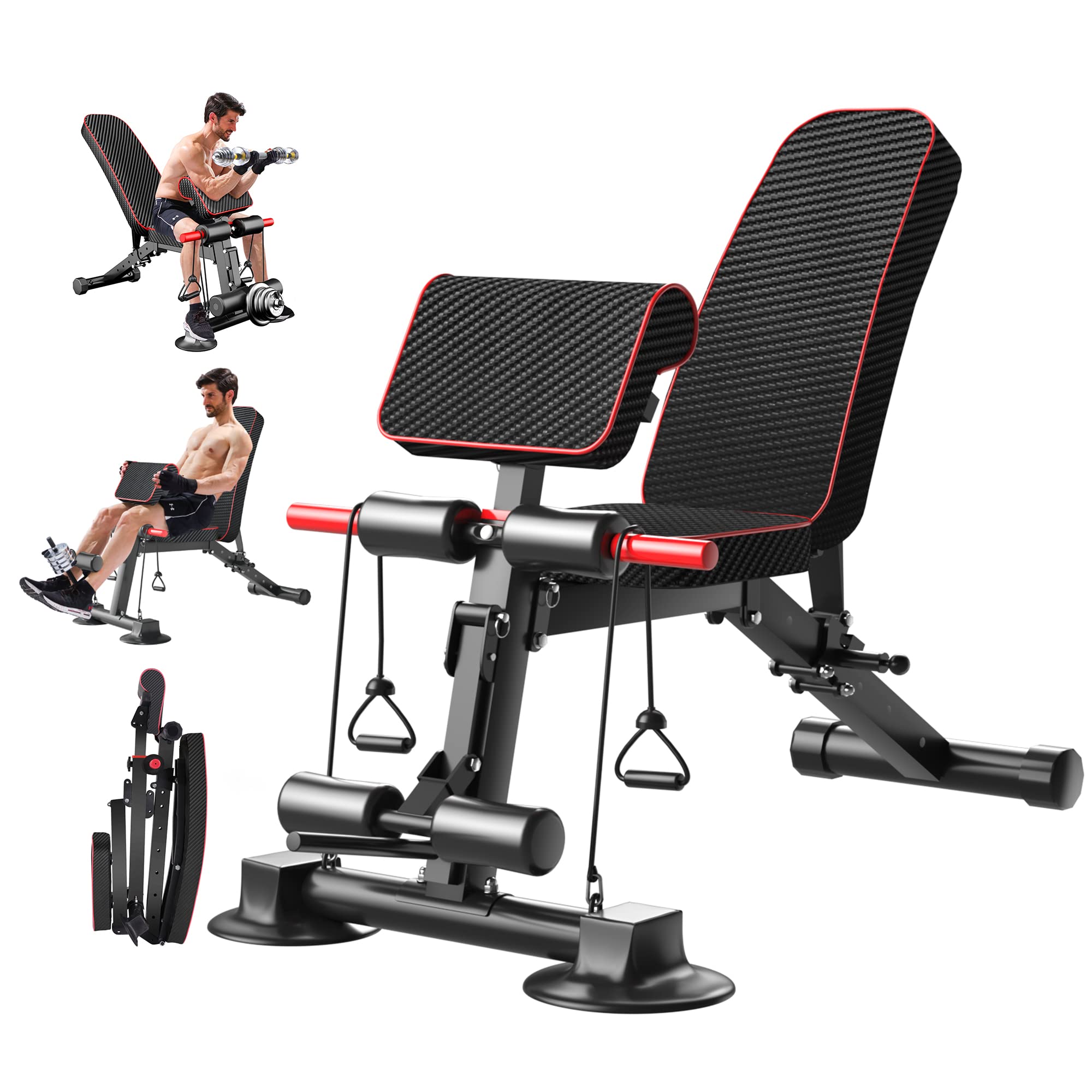 Adjustable Weight Bench for Home Gym - Multi-Function Preacher Curl Bench with Foldable Leg Extension & Curl Machine - 660LBS Weight Capacity - Perfect for Strength Training, Bodybuilding & Home Workouts