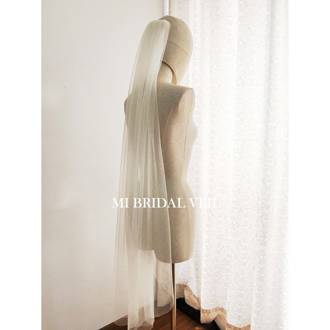 Boho Soft Tulle Wedding Veil - Sheer Illusion Bridal Veil with Fingertip Length for Romantic Boho & Vintage Wedding Styles