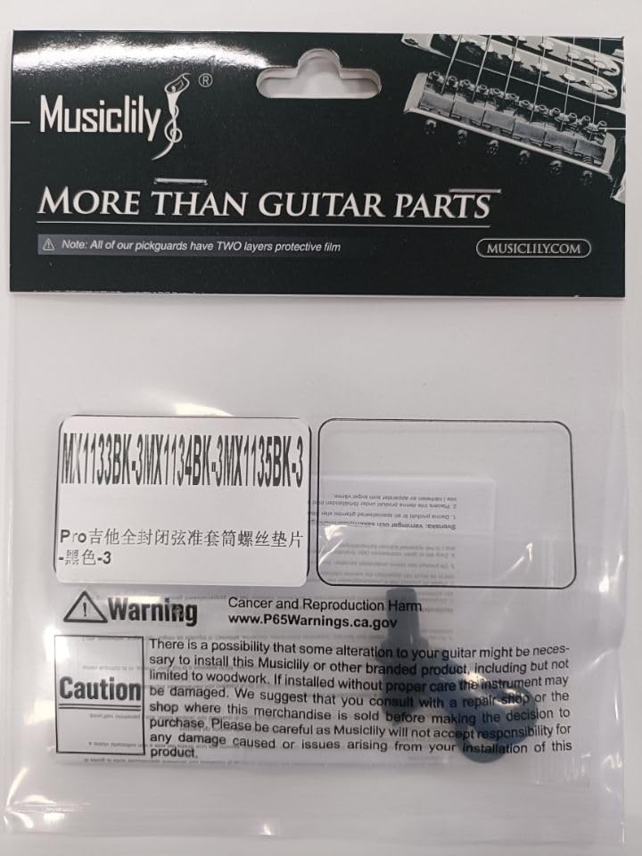 Musiclily Pro Guitar Tuning Pegs Machine Heads Set - 6-Piece Black Hardware for Electric & Acoustic Guitars - Perfect for Replacement & DIY Guitar Upgrades