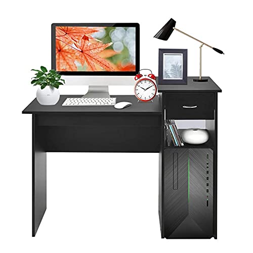 Ergonomic Home Office Computer Desk with Drawers & Storage Shelves - Modern Study Writing Desk for Small Spaces - Perfect for Remote Work, Online Learning & Gaming Setup