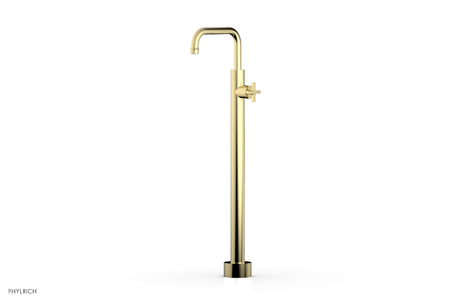 HEX MODERN Tall Floor Mount Tub Filler with Cross Handle - Model 501 54 02 - Perfect for Contemporary Bathroom Designs and Freestanding Bathtubs