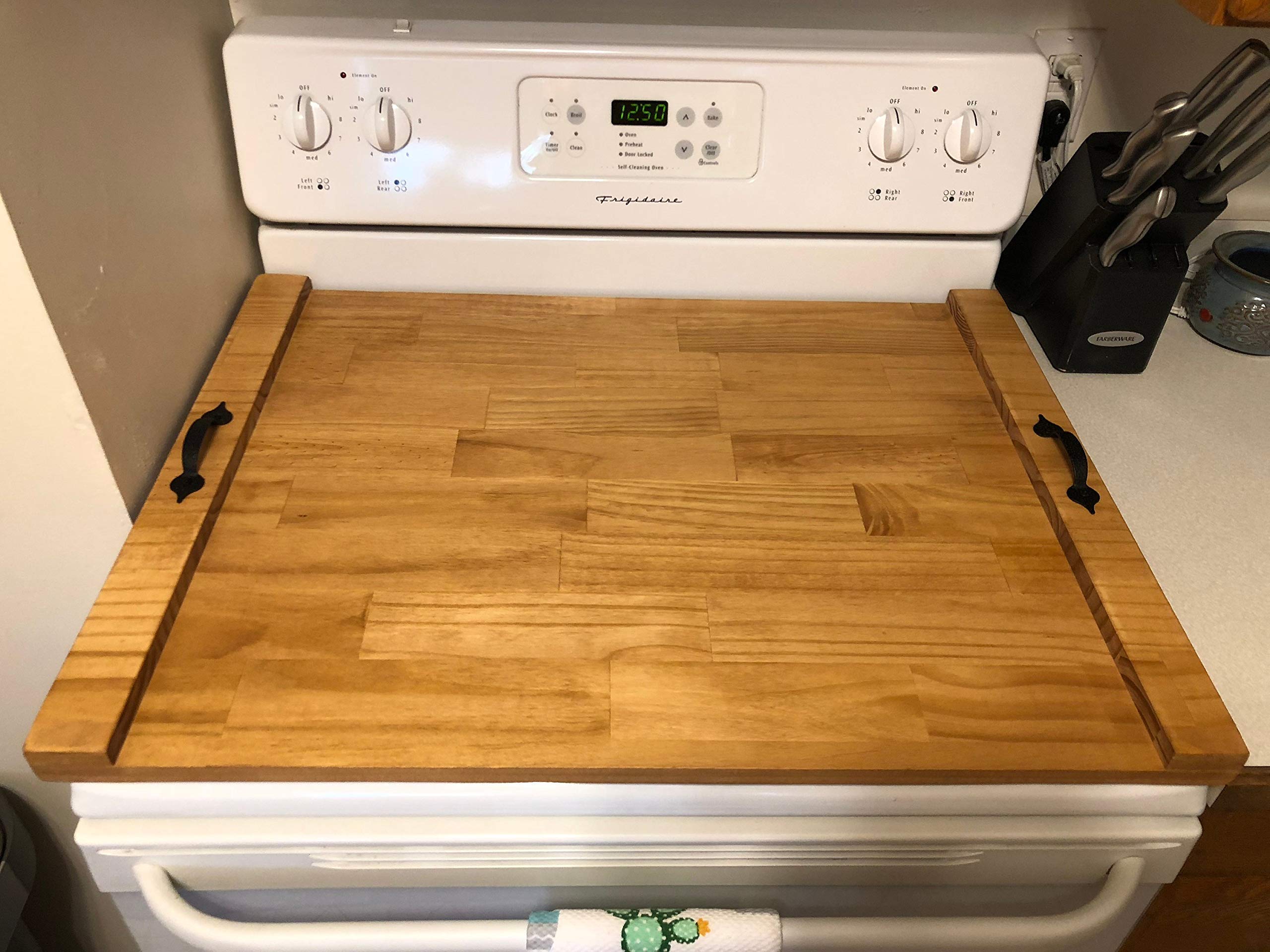 Rustic Wooden Stove Top Cover - Handcrafted Noodle Board & Cooktop Tray for Kitchen Decor - Perfect for Countertop Protection & Stylish Serving
