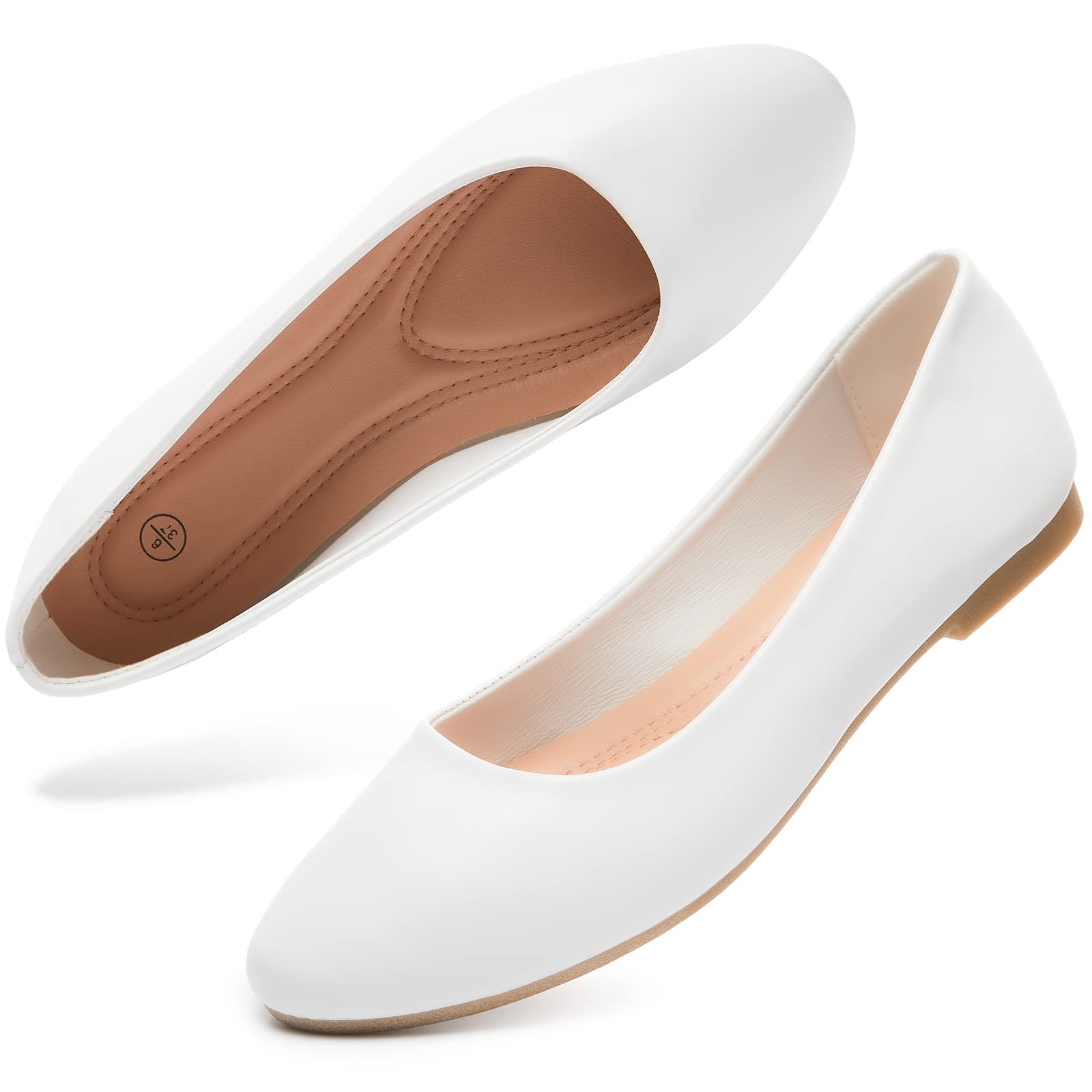 Hash Bubbie Women's Ballet Flats - Comfortable PU Leather Slip-On Dress Shoes for Women | Perfect for Work, Office & Casual Outfits