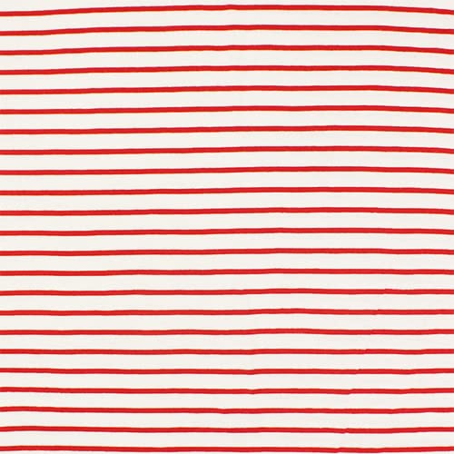 Premium White Cotton Spandex Blend Knit Fabric with Red Stripe - Soft Jersey Material by The Yard for DIY T-Shirts, Dresses & Activewear