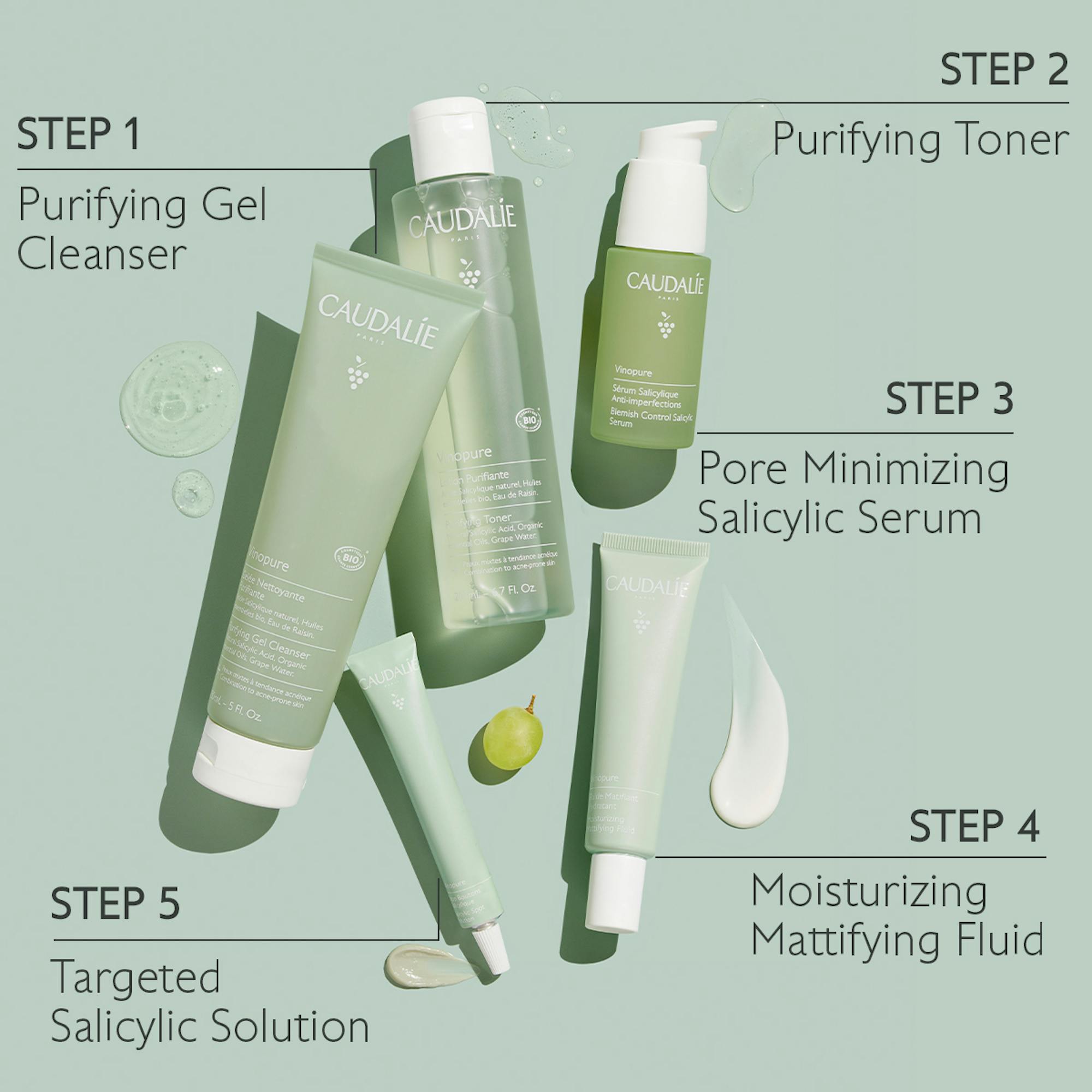 Caudalie Vinopure Purifying Toner for Oily & Acne-Prone Skin - Alcohol-Free Facial Toner with Grape Water & Salicylic Acid - Perfect for Daily Skincare Routine & Pore Minimizing