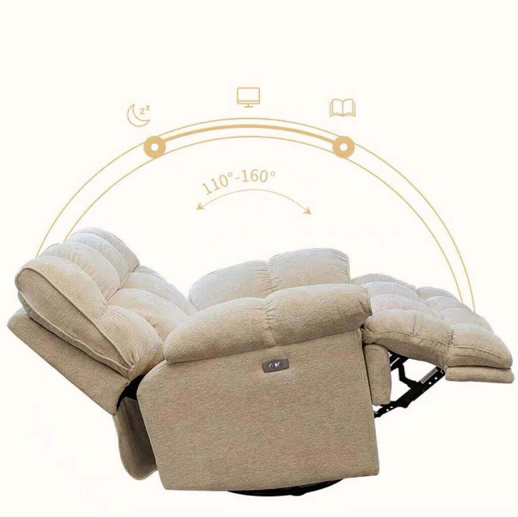 Premium White Chenille Wool Electric Recliner Chair - Modern Comfort for Living Room, Home Theater & Office - Adjustable Power Lift Reclining Sofa with USB Charger