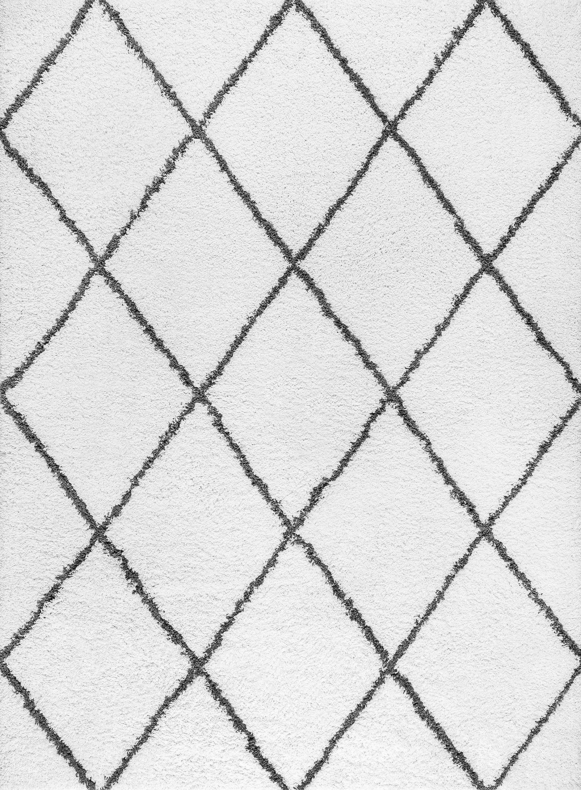 Premium Mira White 9x12 Shag Rug - Soft Plush Area Rug for Living Room, Bedroom & Dining Room - Transitional Geometric Carpet for Entryway, Foyer, Kitchen & Bath - Cozy Home Decor for Modern Spaces