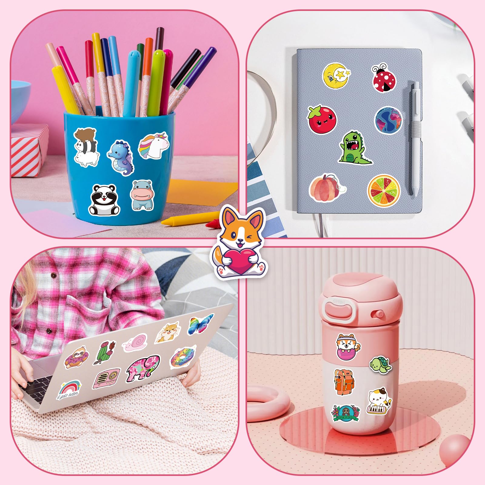 300PCS Waterproof Vinyl Stickers for Water Bottles - Cute Kids Sticker Pack for School, Laptop, Notebook & DIY Crafts - Durable Decorative Stickers for Personalization