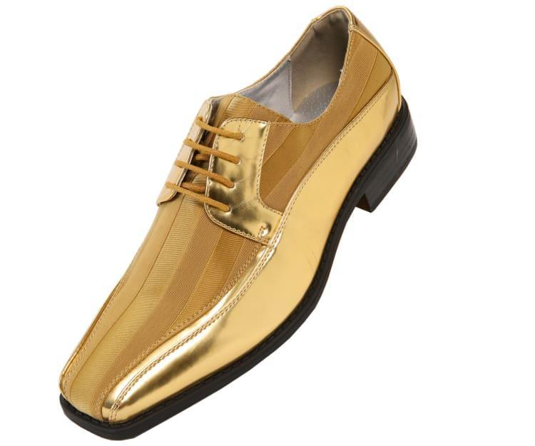 Men's Gold Striped Satin & Patent Leather Dress Shoes - Formal Occasions, Weddings & Evening Events