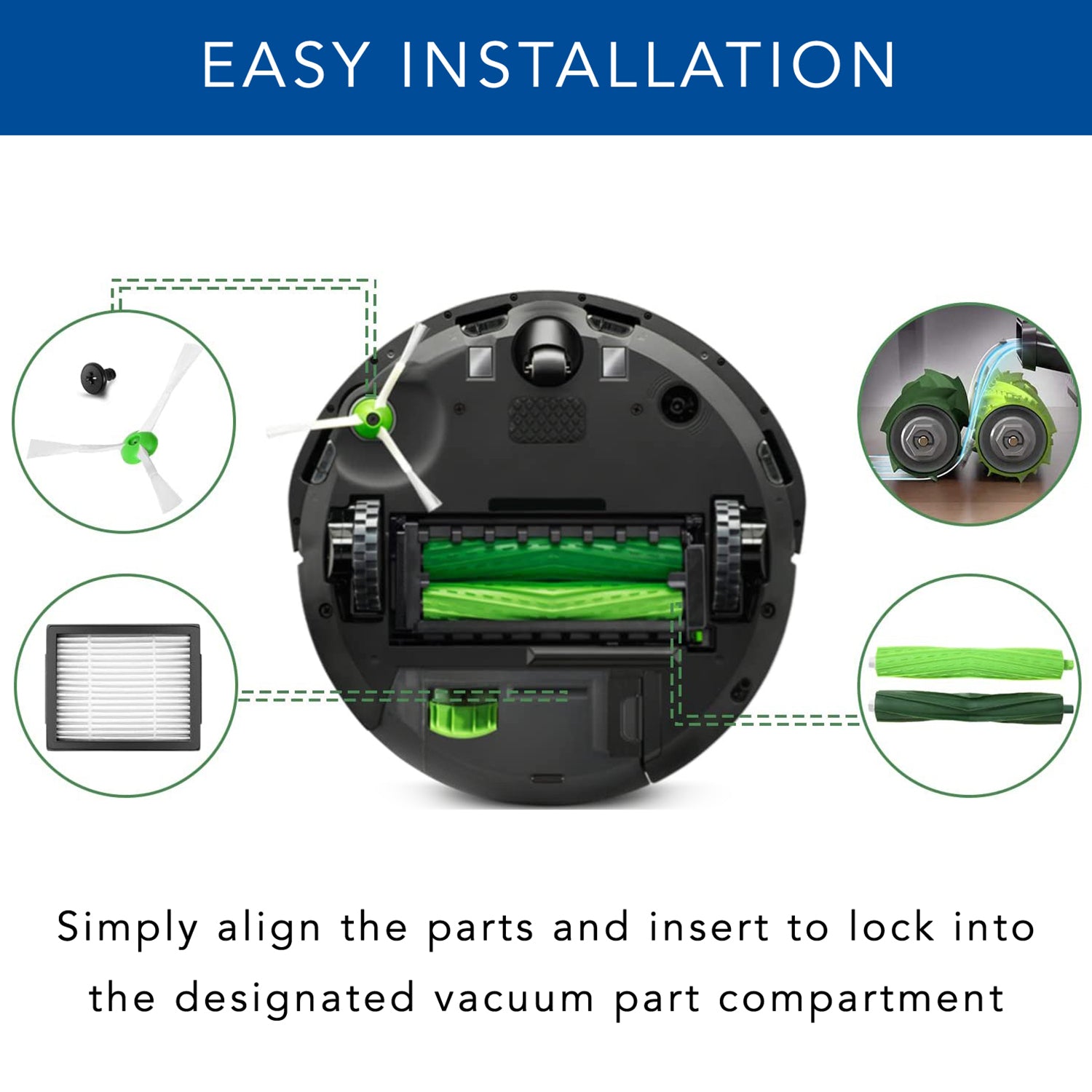 iRobot Roomba E & i & j Series Replacement Accessories Kit - Compatible with E5, E6, i1+, i3+, i4+, i6+, i7+, i8+, j7+ Robot Vacuums - Essential Parts for Cleaning & Maintenance - Perfect for Hardwood Floors, Carpets & Pet Hair