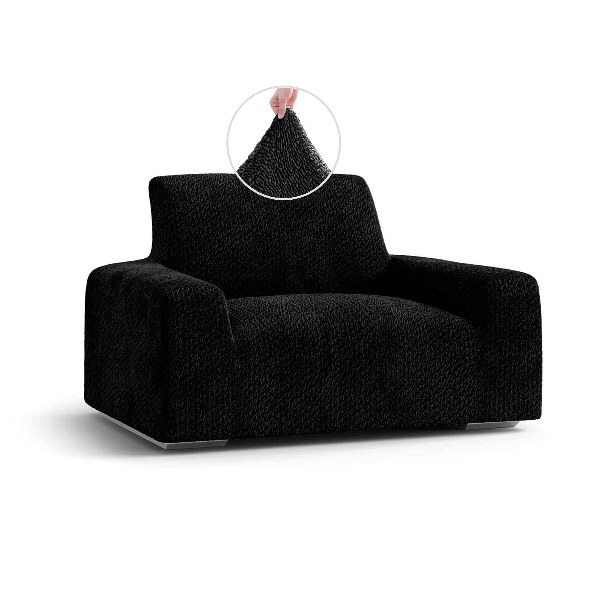 **Stretch Velvet Armchair Slipcover - Soft Polyester Fabric, 1-Piece Form Fit Furniture Protector - Black Chair Cover for Living Room, Dining Room & Office**