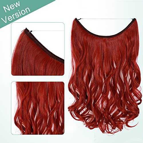 Premium Curly Synthetic Invisible Wire Hair Extensions - Seamless Clip-In Extensions for Volume & Length - Perfect for Parties, Weddings & Everyday Styling