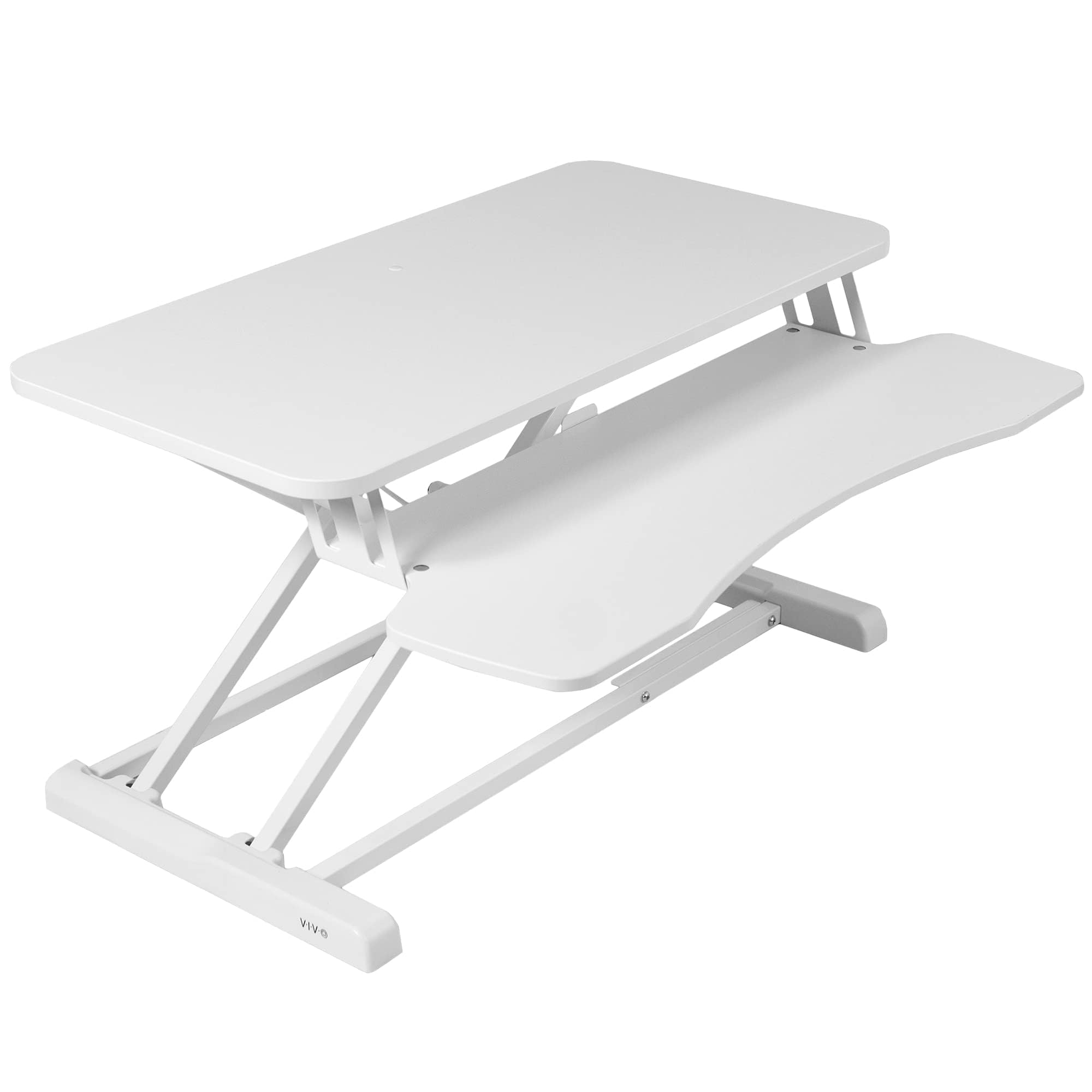 VIVO K Series 32 Inch Height Adjustable Sit Stand Desk Converter - Dual Monitor & Laptop Workstation with Wide Keyboard Tray, White (DESK-V000KW) for Home Office & Ergonomic Workspace Setup