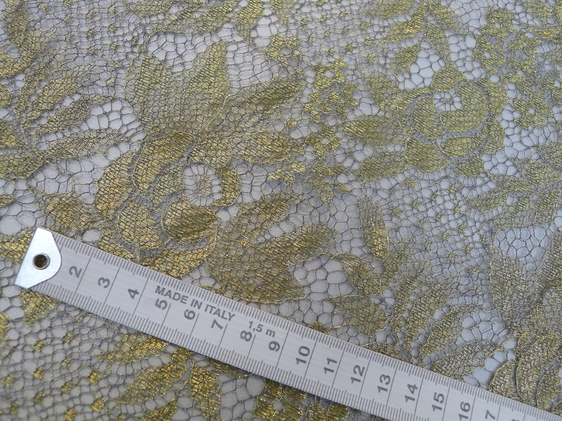 Elegant Anthracite & Gold Lace Trim for Dresses, Wedding Gowns & Formal Attire - Perfect for DIY Fashion & Special Occasions