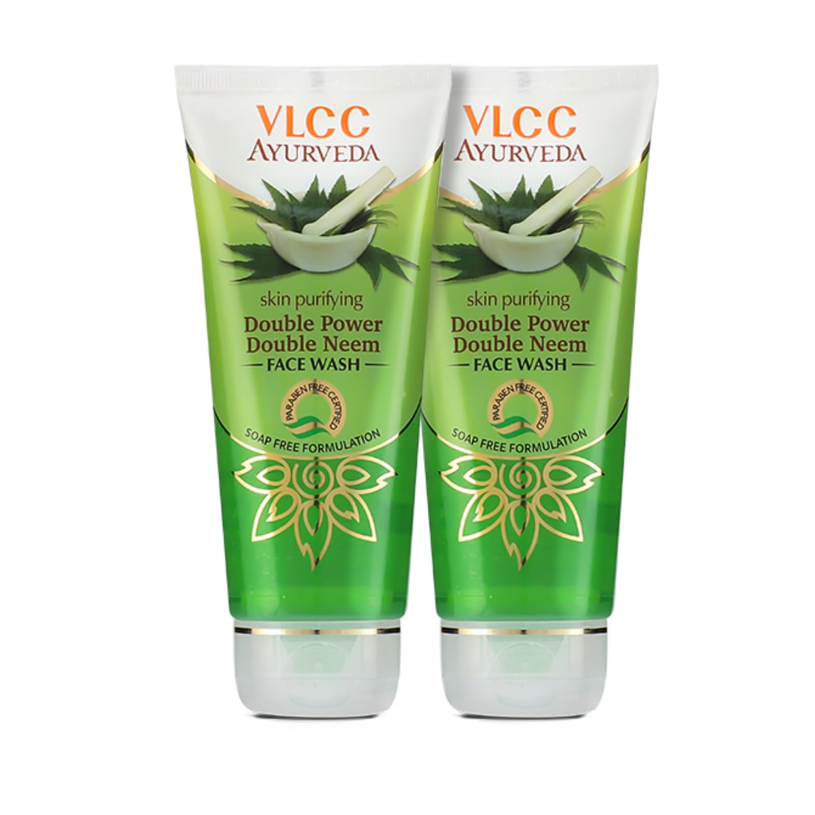 VLCC Ayurveda Skin Purifying Double Power Neem Face Wash - 100ml X 2 Pack | Fight Acne & Pimples for Oily & Acne-Prone Skin | With Neem, Eucalyptus, Chamomile & Tea Tree Oil | Deep Cleansing & Oil Control for Daily Skincare Routine