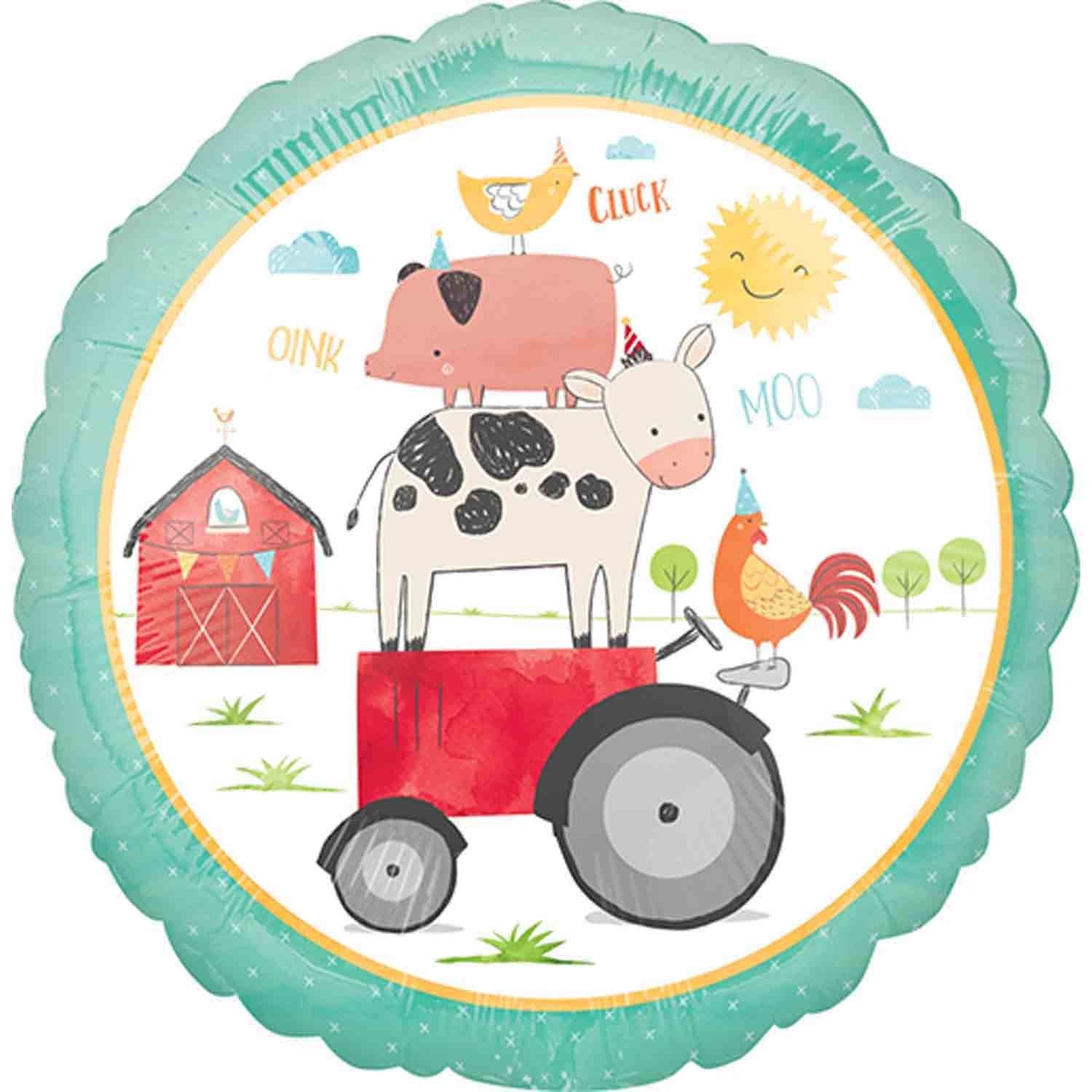 45cm Standard HX Barnyard Birthday Balloon - Farm Animal Themed Party Decorations for Kids Birthday, Baby Shower & Farmhouse Events