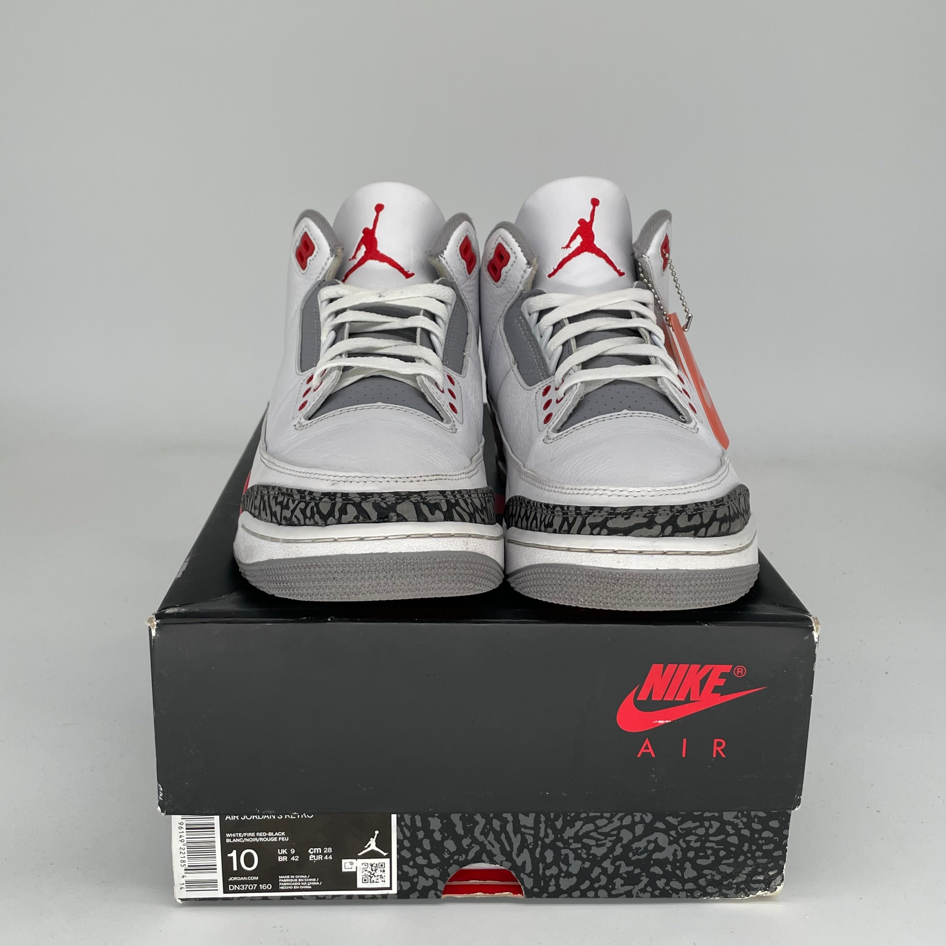 Original Air Jordan 3 Retro 'Fire Red' Men's Basketball Shoes - Size 10 (DN3707-160) | Authentic Nike Sneakers for Sports, Streetwear & Collectors