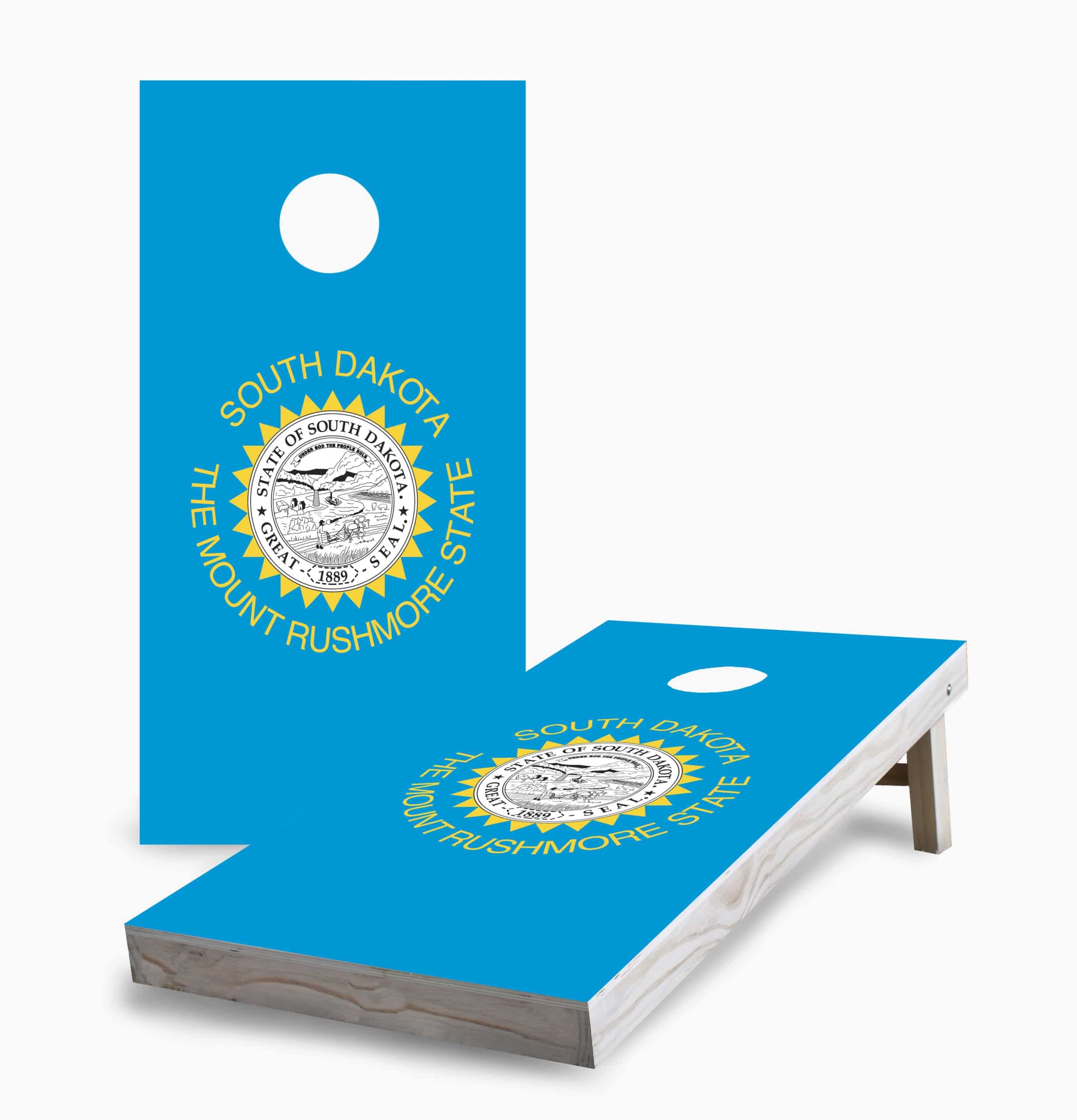 South Dakota State Flag Cornhole Game Set with 2 Boards & 8 Bags - Premium Outdoor Lawn Game for Backyard, Tailgating, and Parties - American Flag Design Bean Bag Toss Set