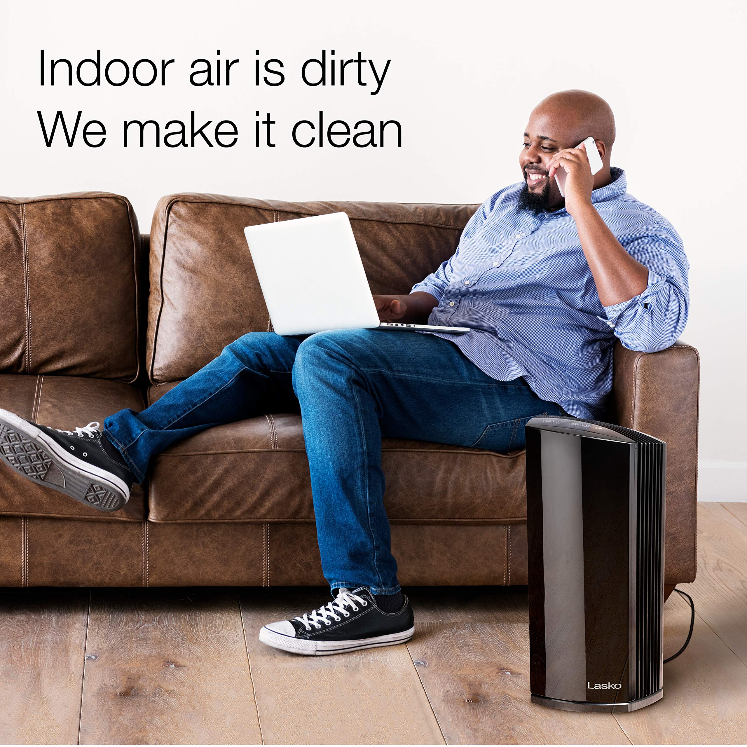 Lasko LP450 True HEPA Air Purifier for Home - Removes 99.97% of Dust, Pollen, Pet Dander, Smoke & Mold | DreamMode & Timer | Ideal for Bedroom, Living Room & Office Air Purification