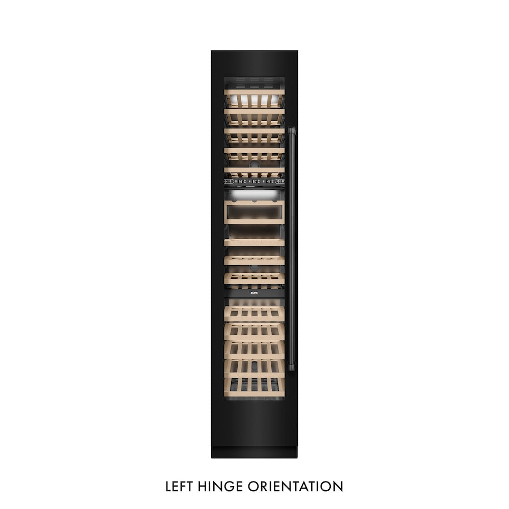 ZLINE 18 Inch 9.0 Cubic Feet Triple Zone 68 Bottle Left Hinge Black Stainless Steel Wine Cooler - Perfect for Home Bars, Wine Cellars & Entertaining Spaces (RCWVL BS 18)