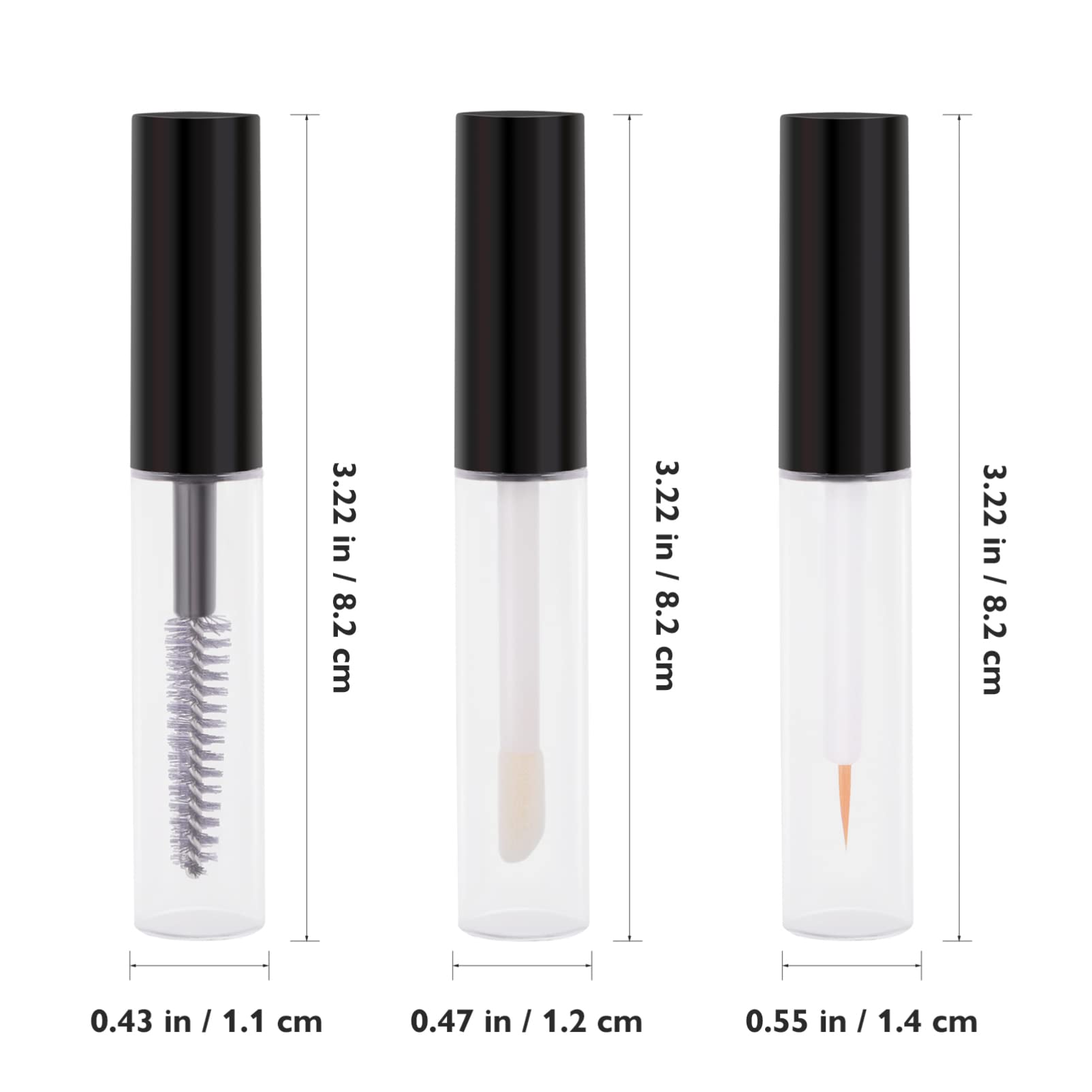 LALAFINA 12pcs Empty Lip Gloss Tubes with Lash & Eyebrow Brushes - Refillable Cosmetic Containers for DIY Lip Gloss, Eyeliner & Makeup - Perfect for Home, Salon & Travel Beauty Kits